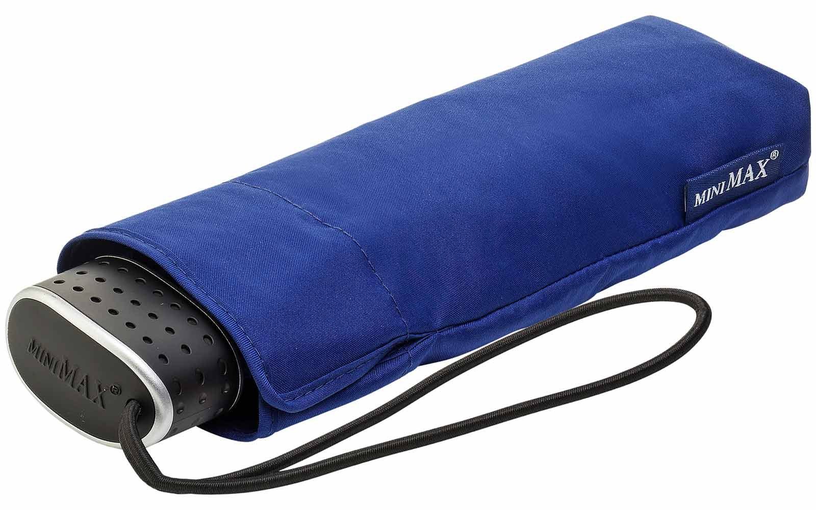 Impliva Taschenregenschirm miniMAX® Flat Schirm, royal-blau perfekt das leichter für Reisegepäck flacher