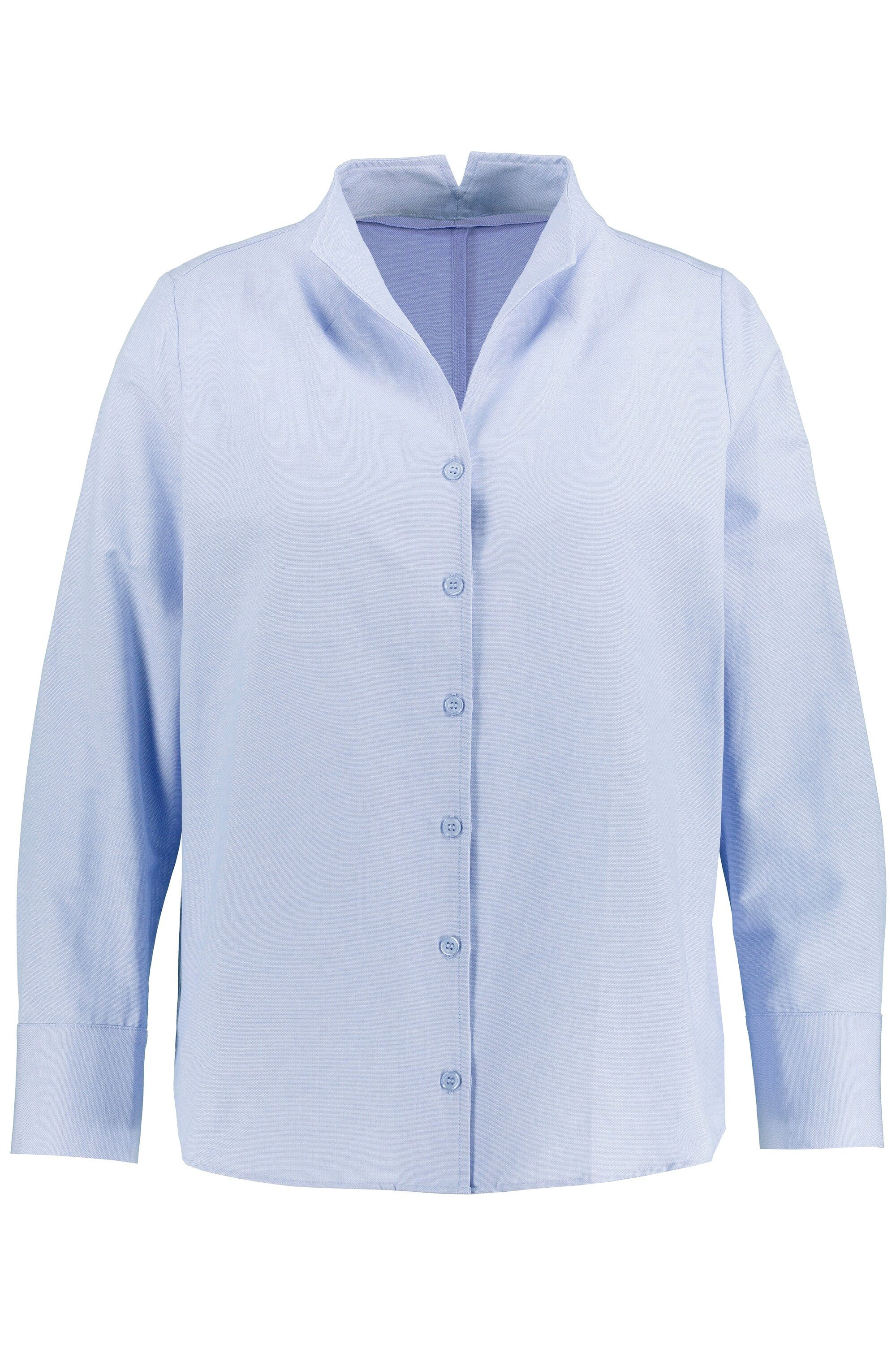 Ulla Popken Longbluse Bluse Oxford-Gewebe Kelchkragen Langarm günstig online kaufen