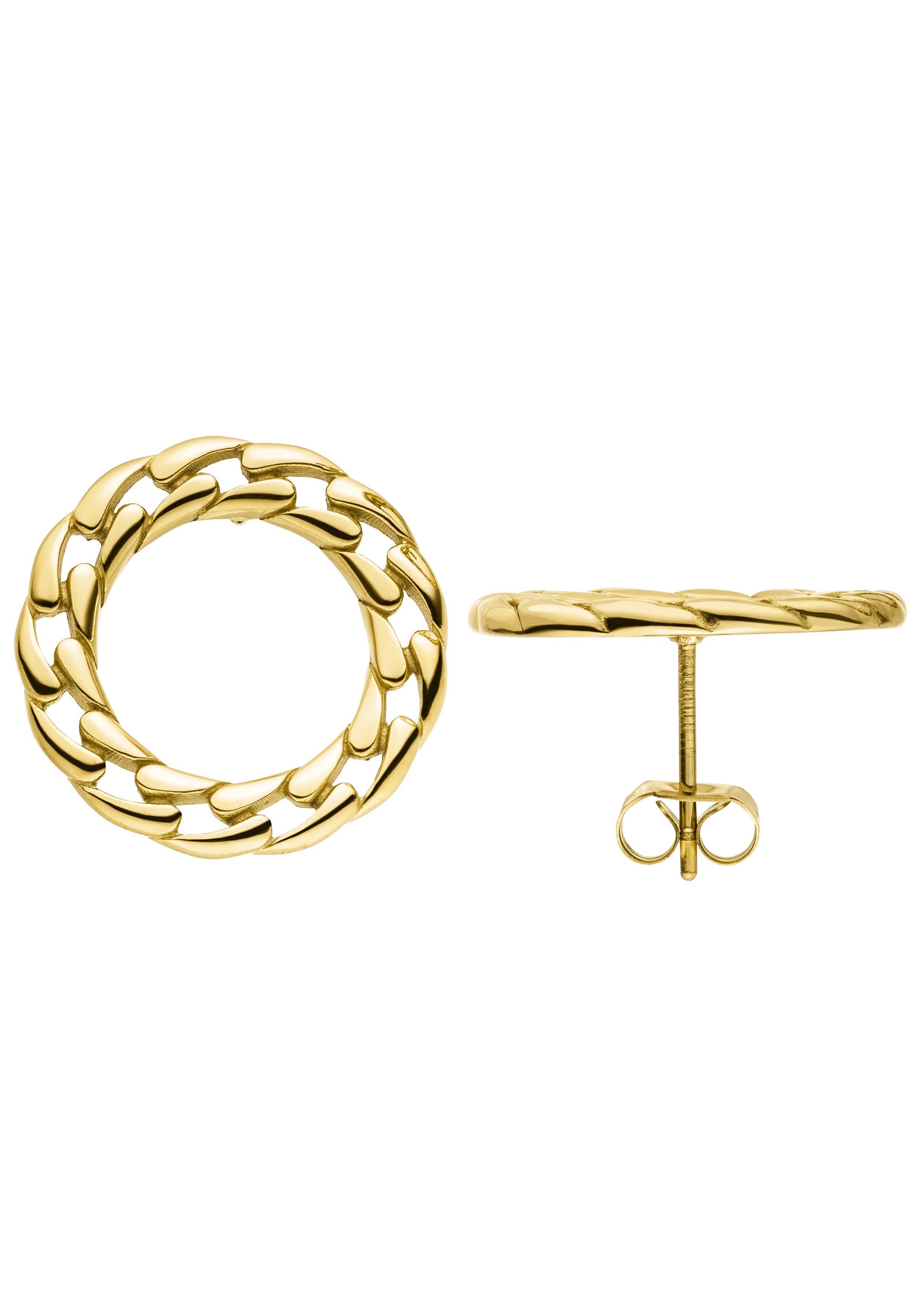 JOBO Paar Ohrstecker Kreis, Edelstahl goldfarben günstig online kaufen