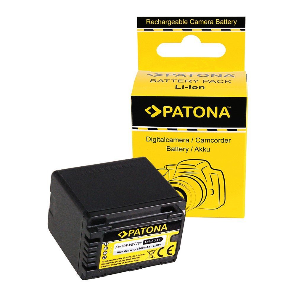 Patona Akku für Panasonic VW-VBT380 Kamera-Akku Ersatzakku 3560 mAh (3,6 V, 1 St), Akku für Panasonic VW-VBT380