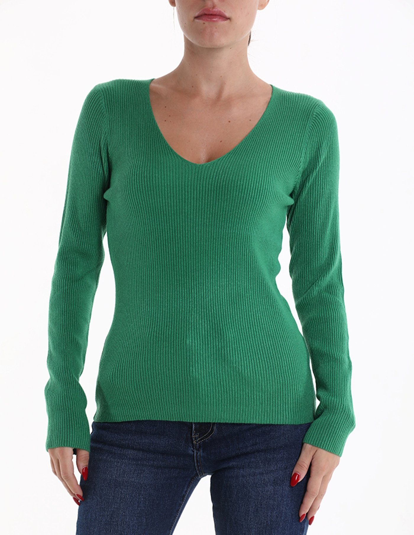 Ava & Jackson Company V-Ausschnitt-Pullover CELINA grün