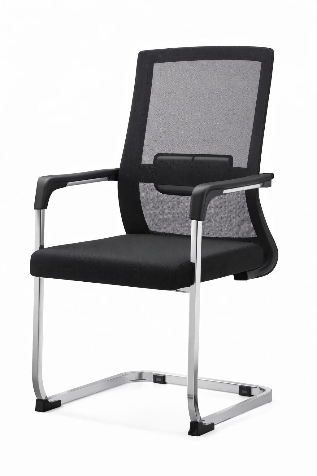Xlmoebel Besucherstuhl Moderner Besucherstuhl mit Netzrücken und chromfarbenem Gestell (Besucherstuhl; mit Armlehnen; mit Netzrücken; Stoffbezug; Metallgestell, 1 St), Made in Europa
