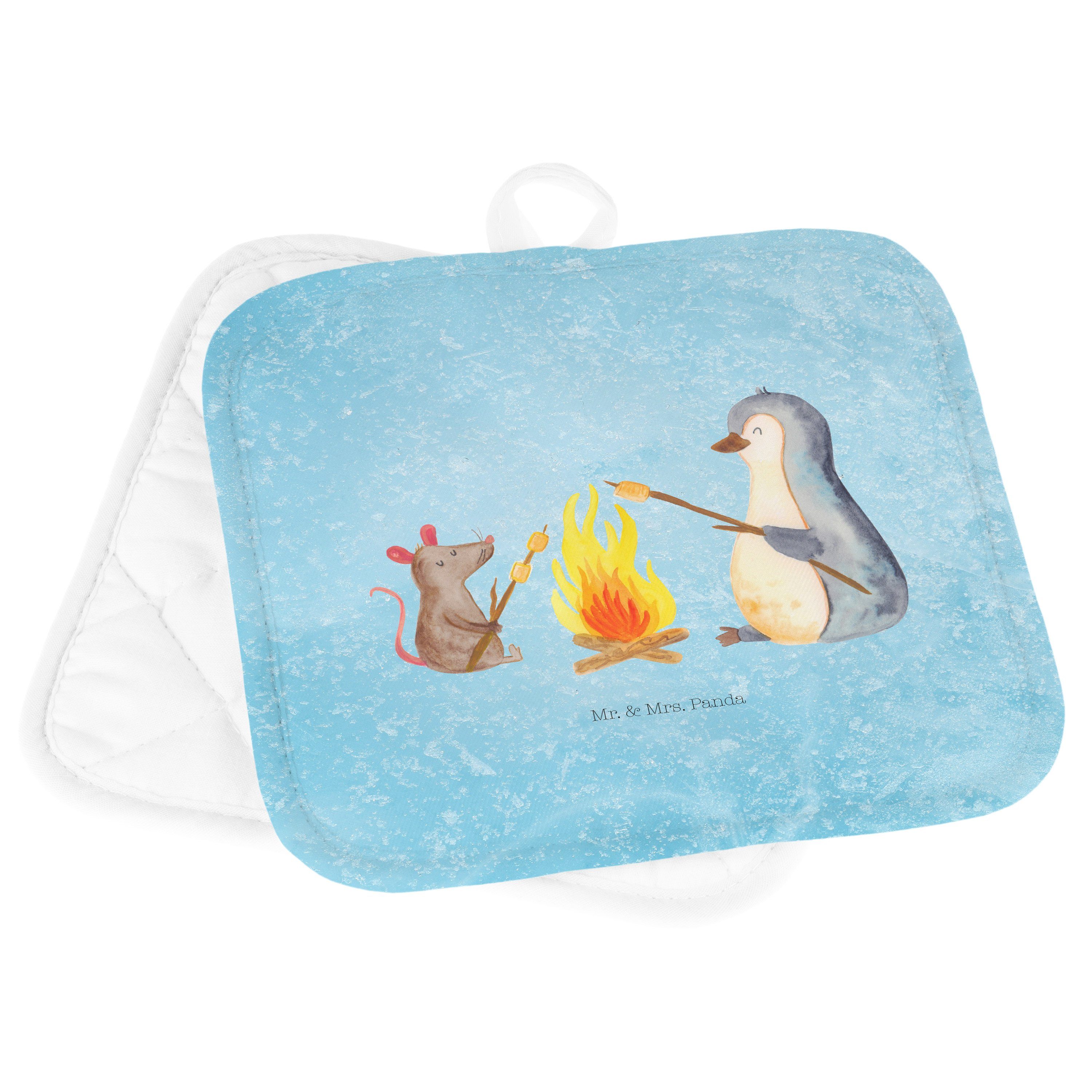 Marshmallows, Panda Topflappen Geschenk, Mr. - Mrs. Pinguin & - Lagerfeuer Ofenhandschuh, Eisblau (1-tlg)