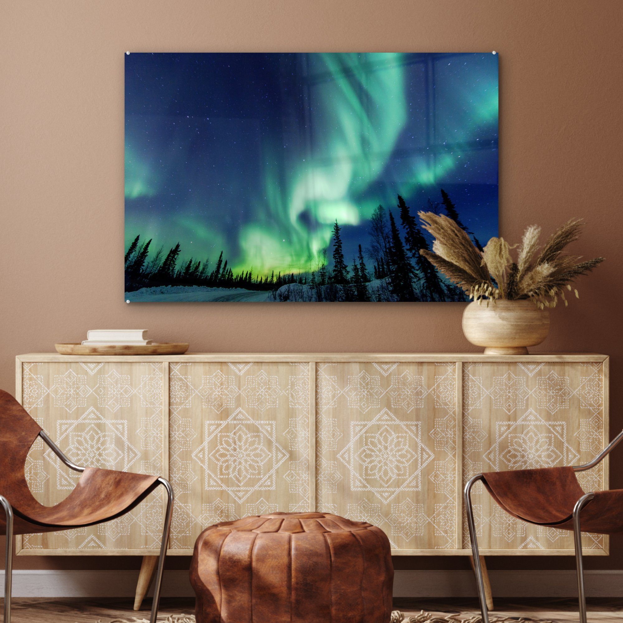 Wohnzimmer (1 im Acrylglasbild Acrylglasbilder St), Schlafzimmer Aurora & MuchoWow Kanada, nordamerikanischen