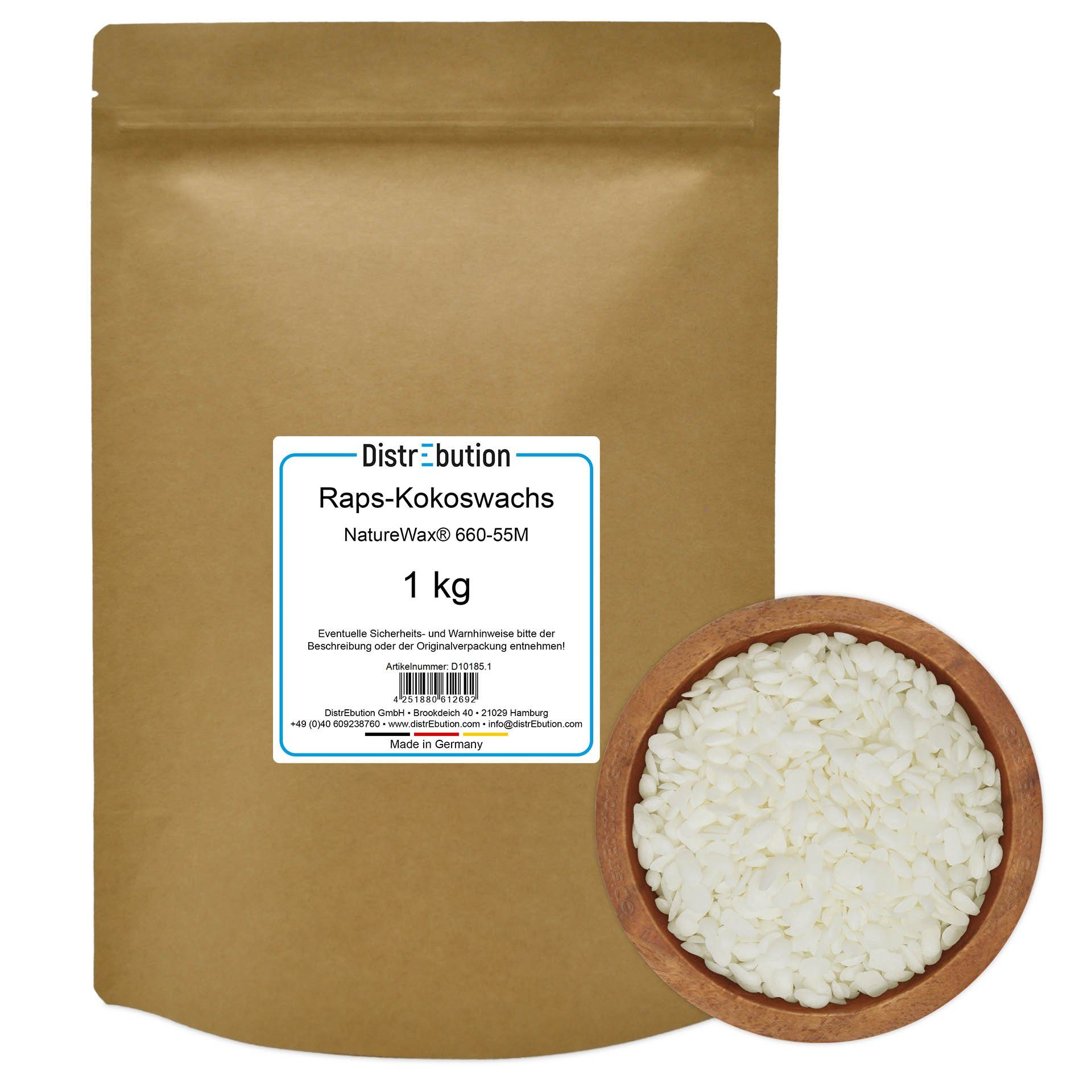 DistrEbution Bastelnaturmaterial Raps-Kokoswachs Kerzenwachs zum Kerzen gießen NatureWax® 660-55M