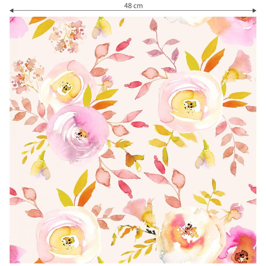 K&L Wall Art Mustertapete Vliestapete Sommerblume Aquarell moderne Rosentapete Vintage Blumen, Sommerblüten Tapete