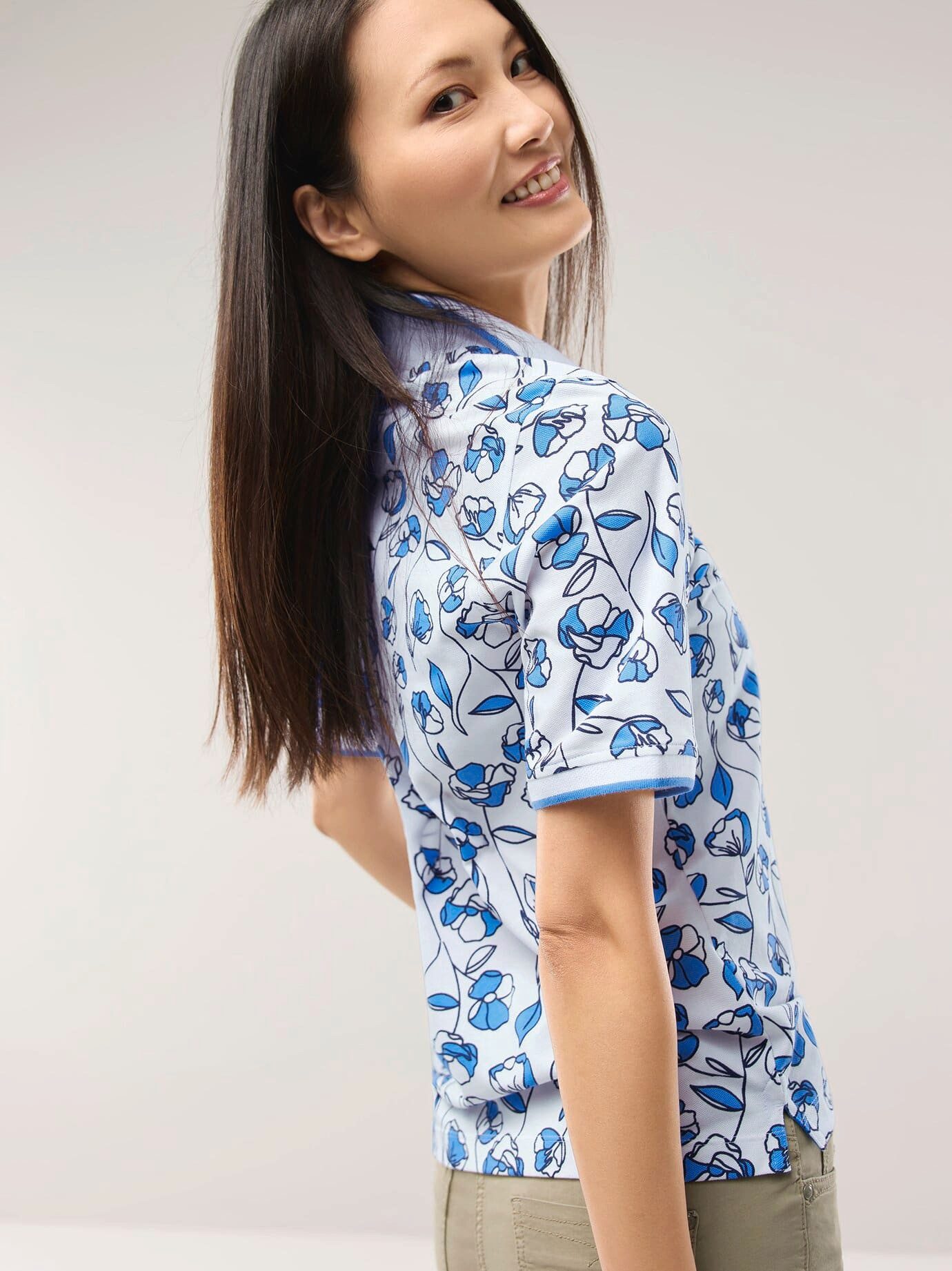 Walbusch Poloshirt Damen Polo Halbarm Bügelfrei Baumwolle Atmungsaktiv, pflegeleicht, mit Knopfleiste und Seitenschlitzen