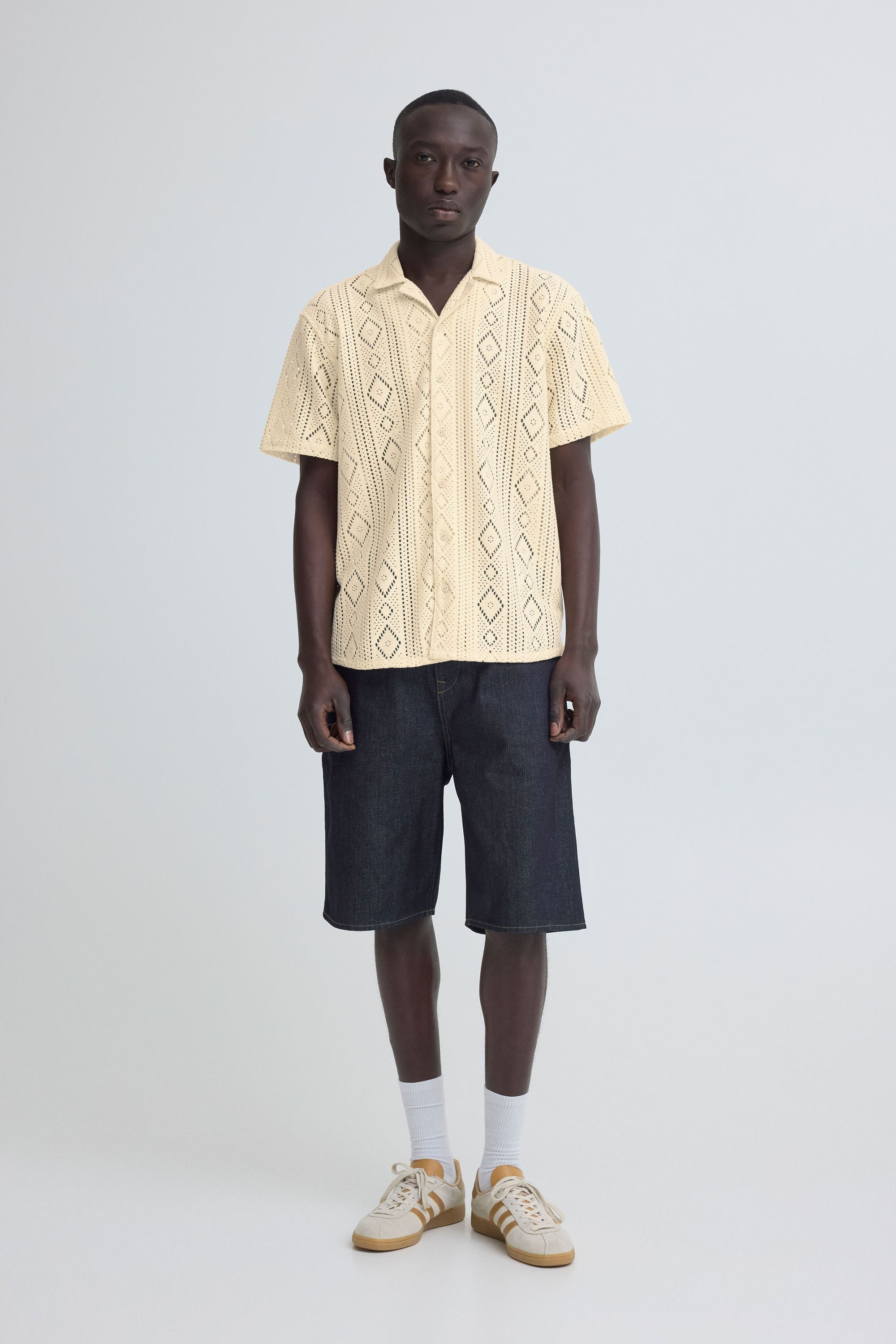 Blend Kurzarmhemd BHAkon Sommerliches Kurzarmhemd mit Lochstrickmuster