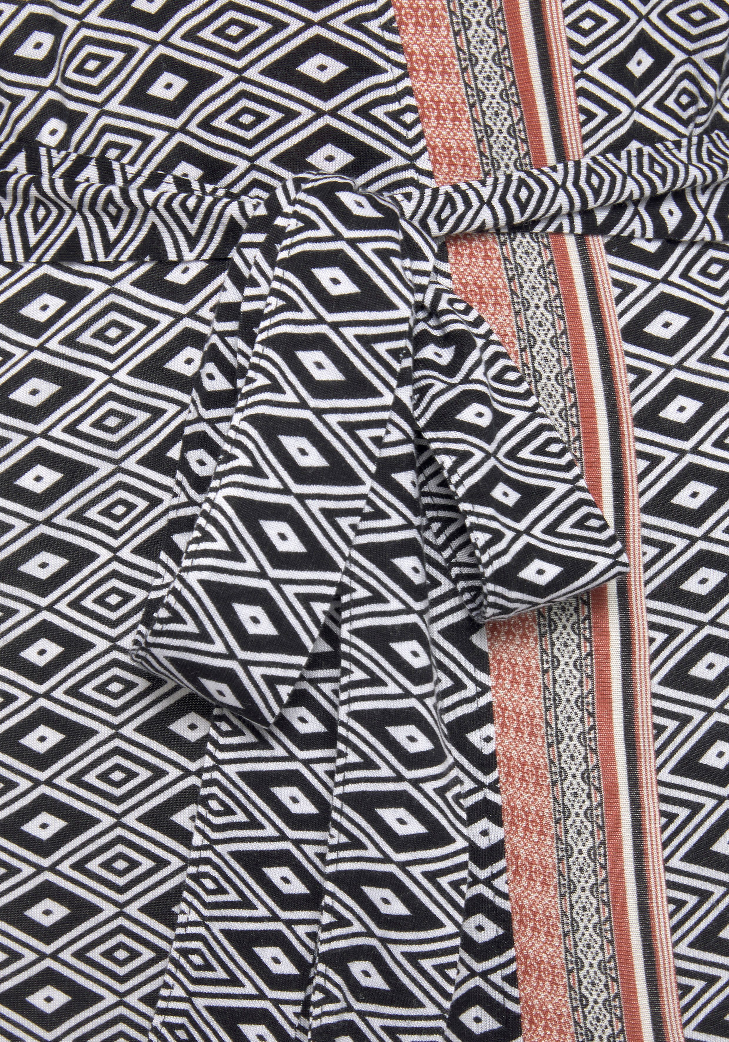 Vivance Dreams Kimono, Kurzform, Ethno-Design Single-Jersey, gemustert braun Kimono-Kragen, Gürtel, in schönem