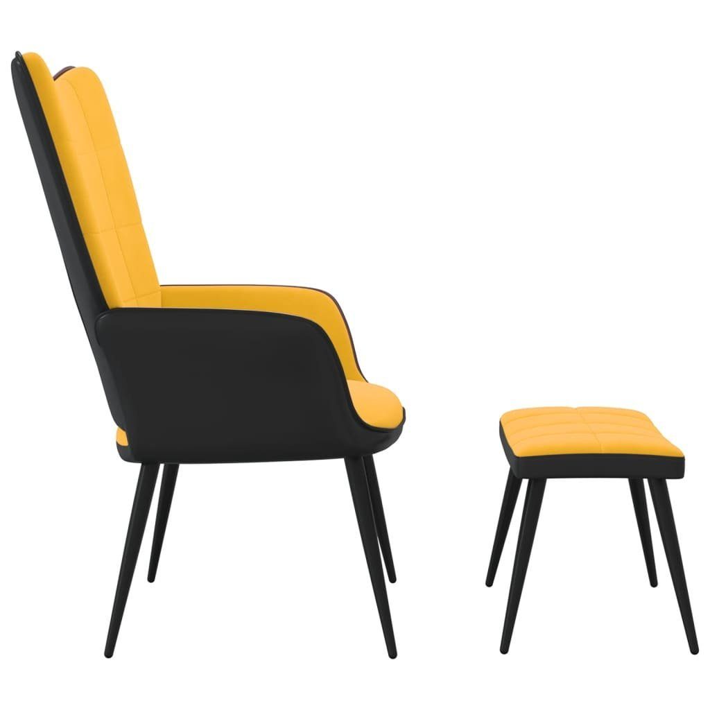 furnicato Samt PVC Hocker und mit Sessel Senfgelb Relaxsessel