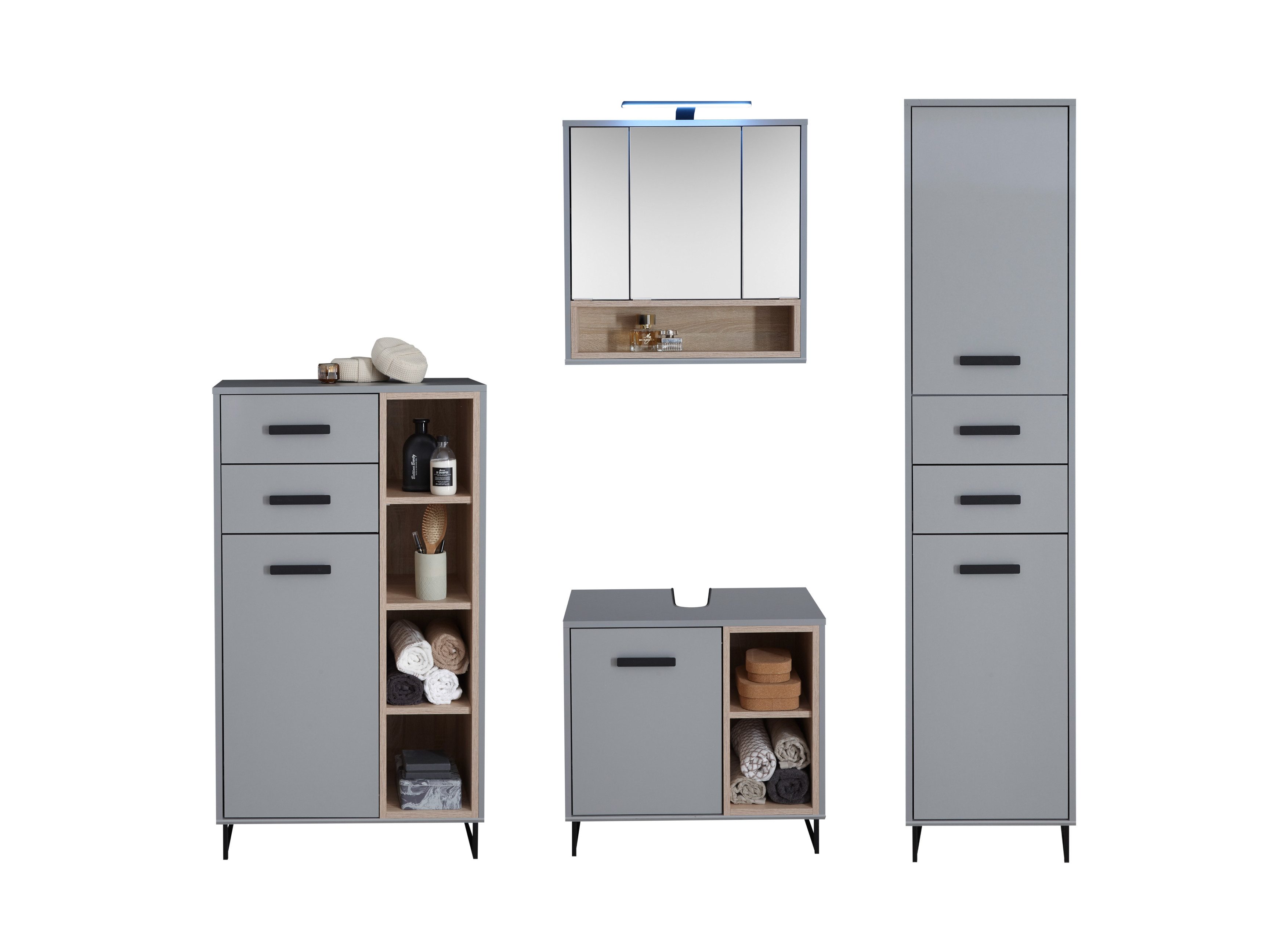 moebel-dich-auf Badmöbel-Set TOURS, (Set 1, Waschbeckenunterschrank, Spiege günstig online kaufen