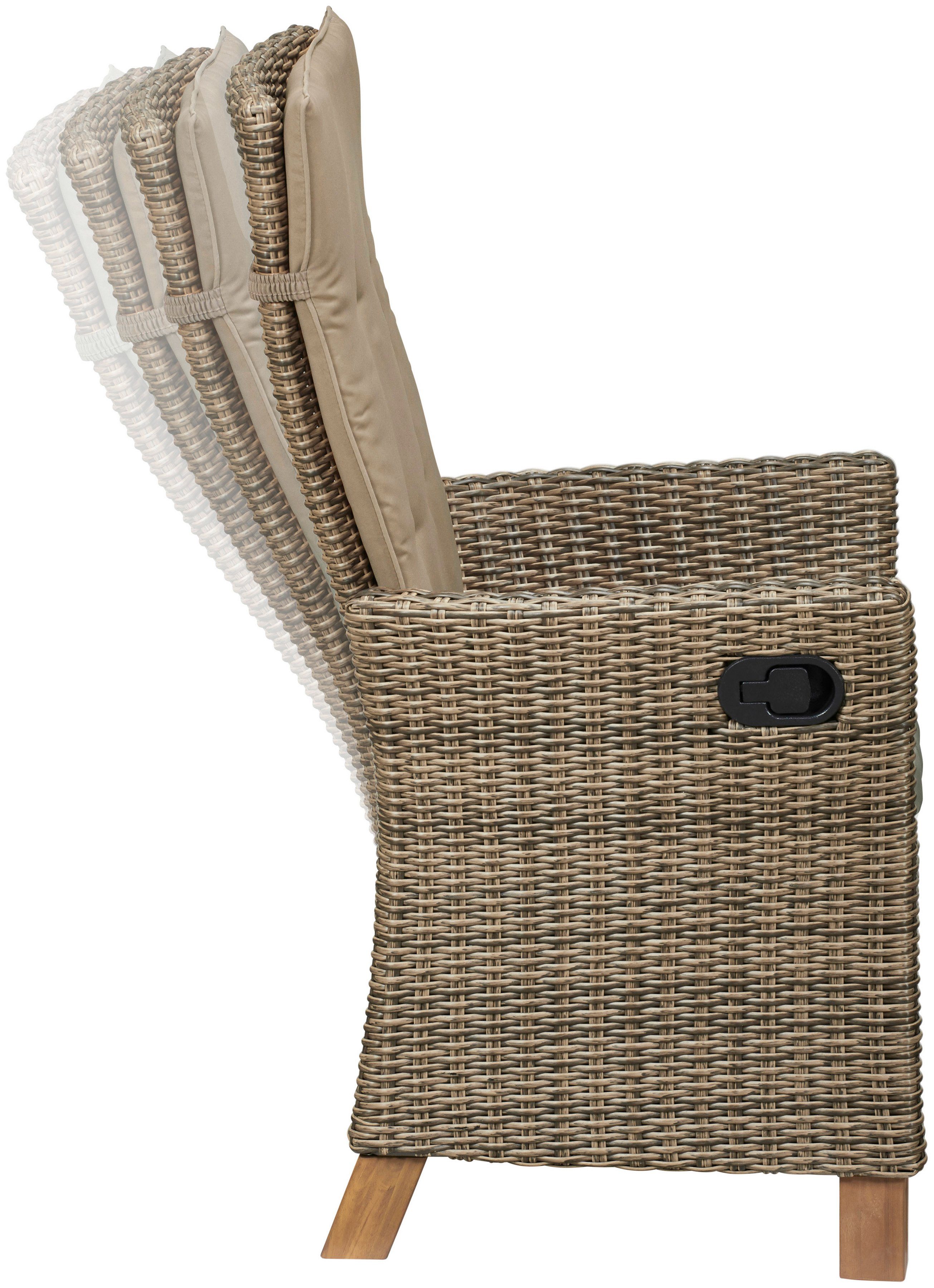 MERXX Gartenstuhl Toskana (Set, 2 St), 2er Set, Polyrattan/Akazie, inkl. Sitzkissen – Bild 5 von 5