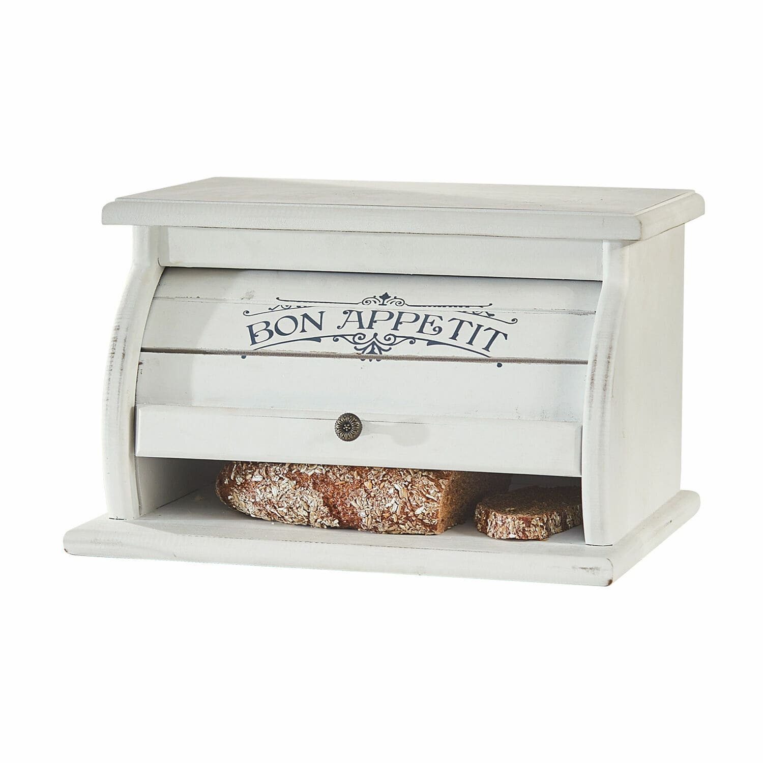 Mirabeau Brotkasten Brotbox Bon Appetit antikweiß, MDF, Boden: Tannenholz (cunninghamia lanceolata)