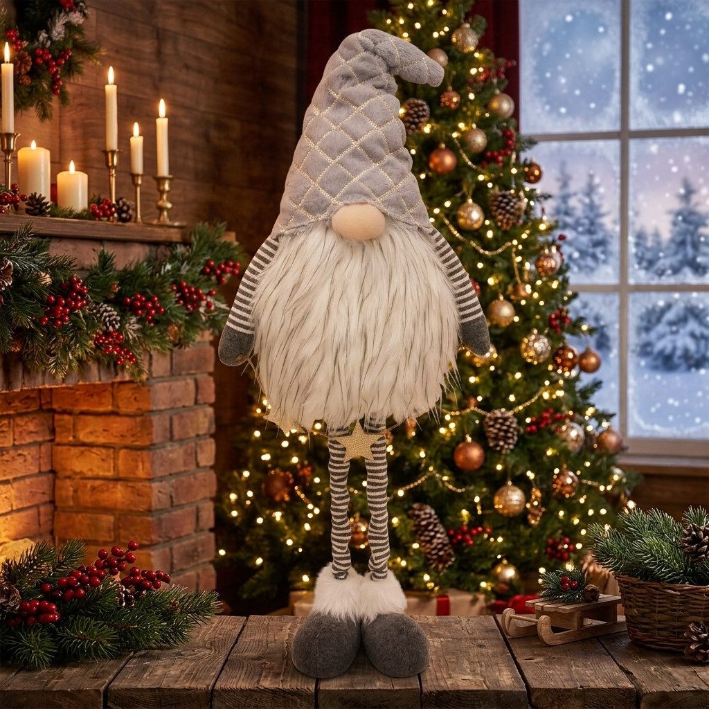 Home-trends24.de Wichtel Wichtel Goldstern Stelzenbein groß Deko Figur Weihnachten 100 cm – Bild 5 von 5