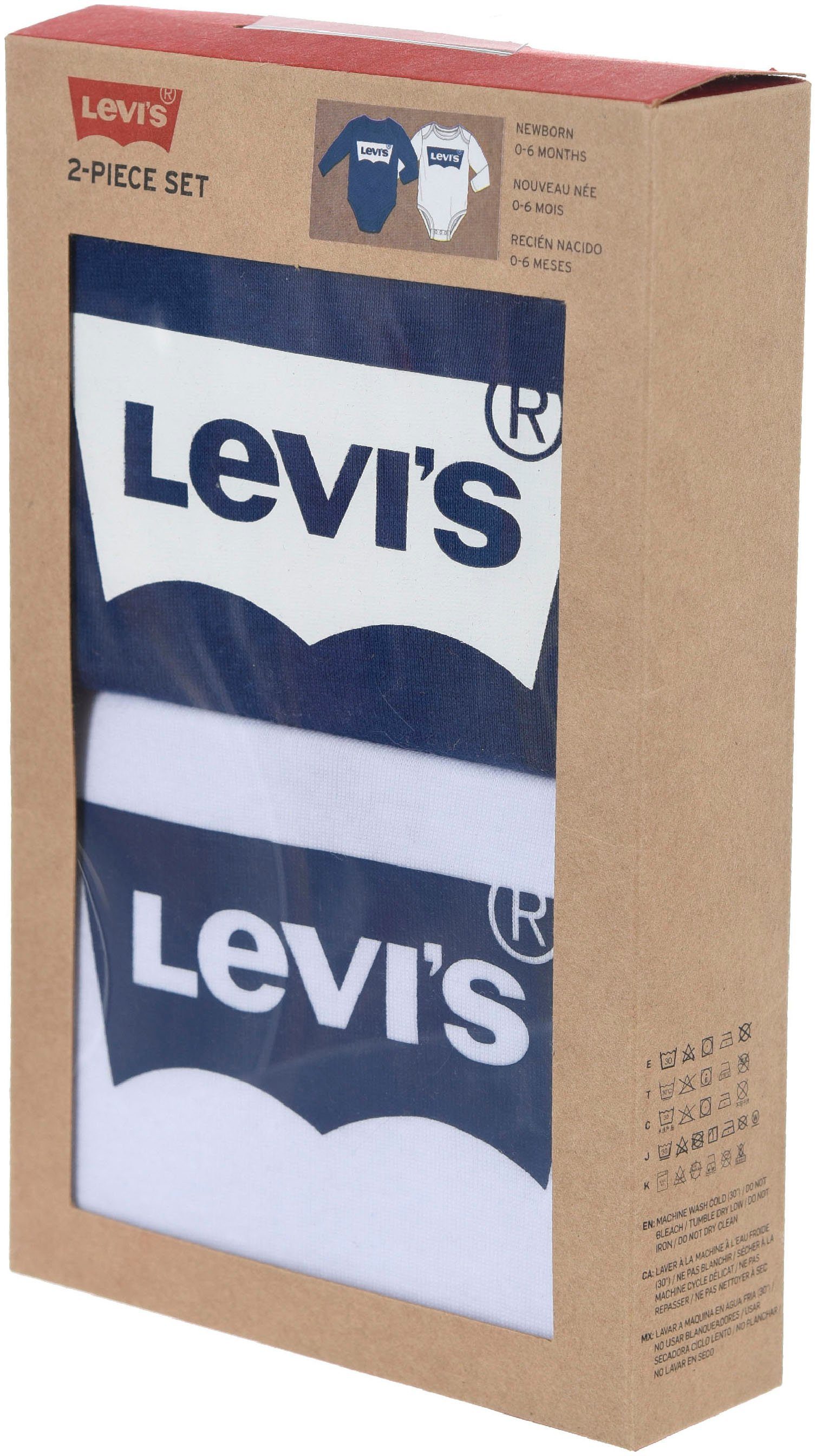 Levi's® Kids Langarmbody LS 2PK BATWING blau BODYSUIT (2-tlg) UNISEX weiß