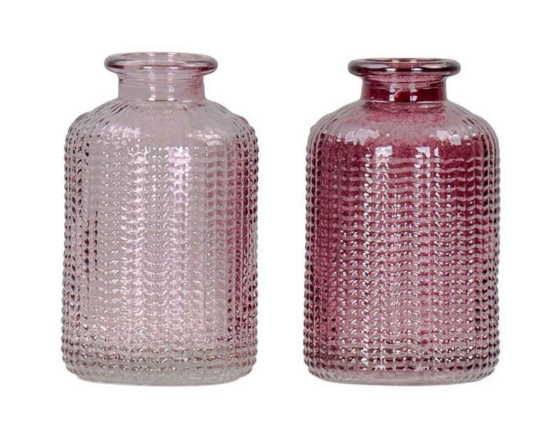 Levandeo® Dekovase, 2er Set Vase H10cm Rosa Glas Blumenvase Tischdeko Frühling