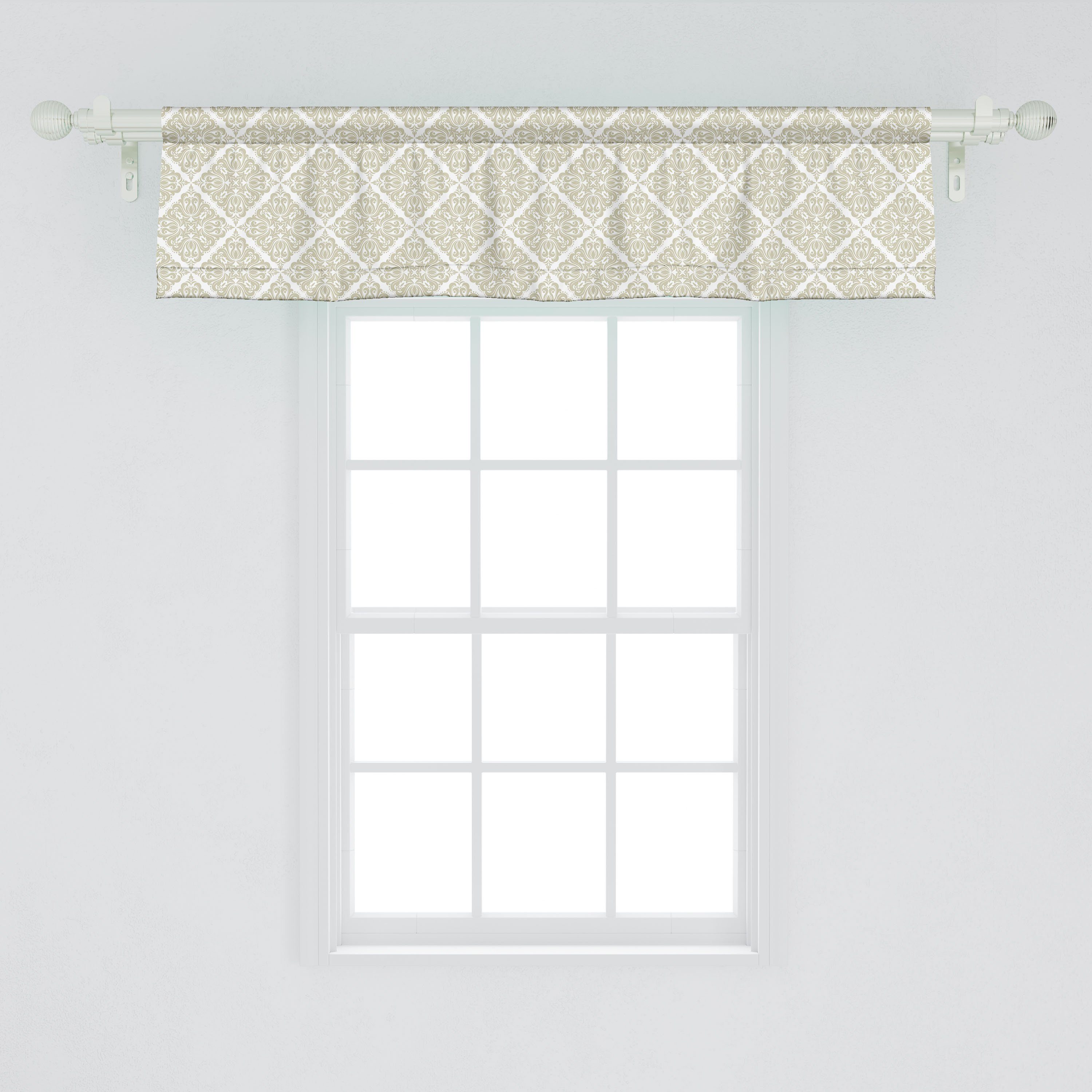 Scheibengardine Vorhang Volant Abakuhaus, Stangentasche, Dekor für Rhombus Küche Schlafzimmer Damast Stil Floral Microfaser, Ivy mit