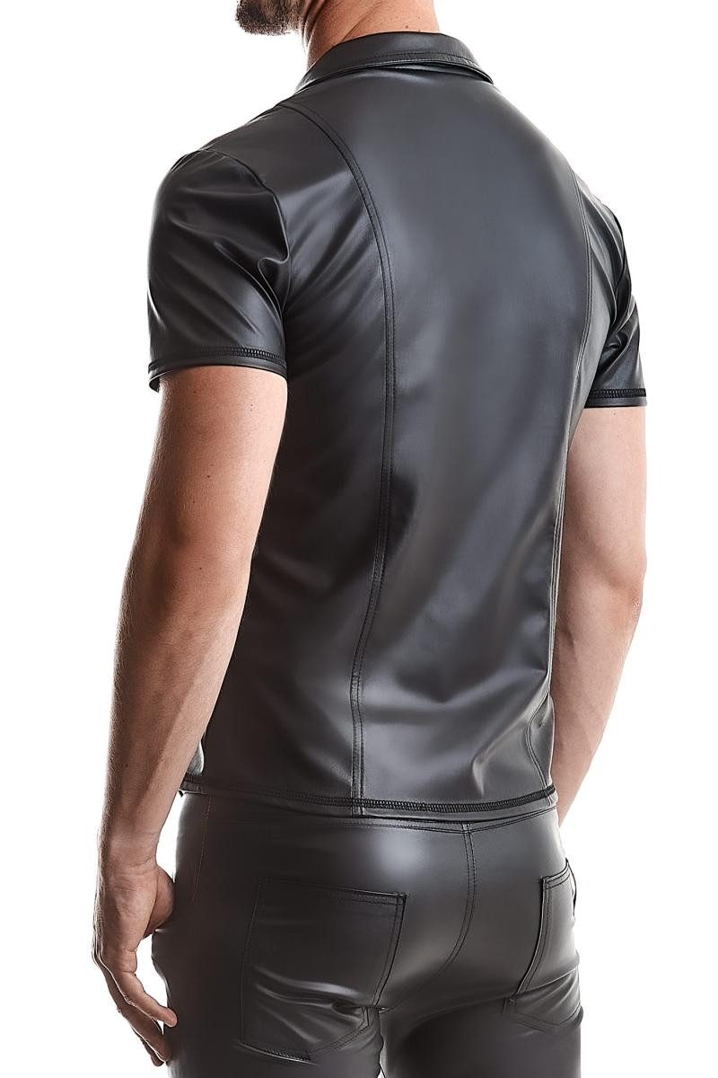 Regnes Fetish Planet T-Shirt Herren T-Shirt schwarzes Wetlook Poloshirt mit Stehkragen und schwarze