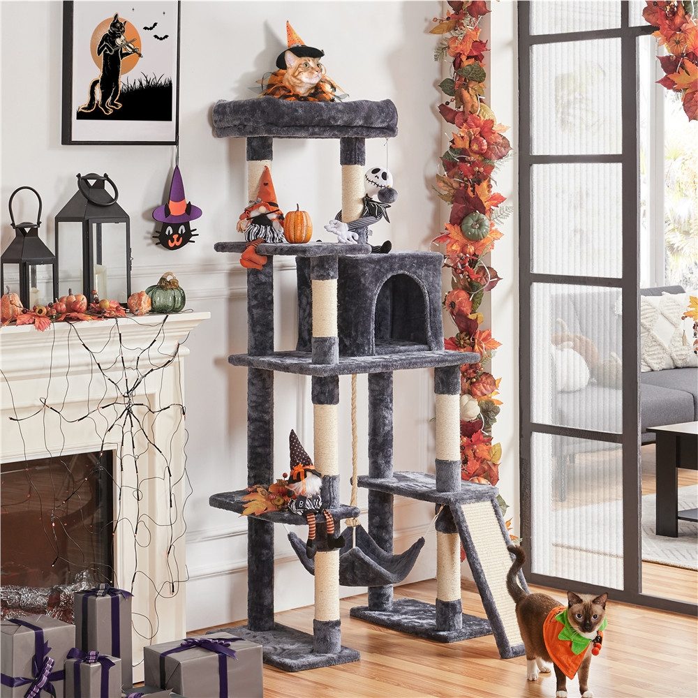 Yaheetech Kratzbaum 160 cm (H), Katzenbaum Spielhaus für Katzen, mit Katzen günstig online kaufen