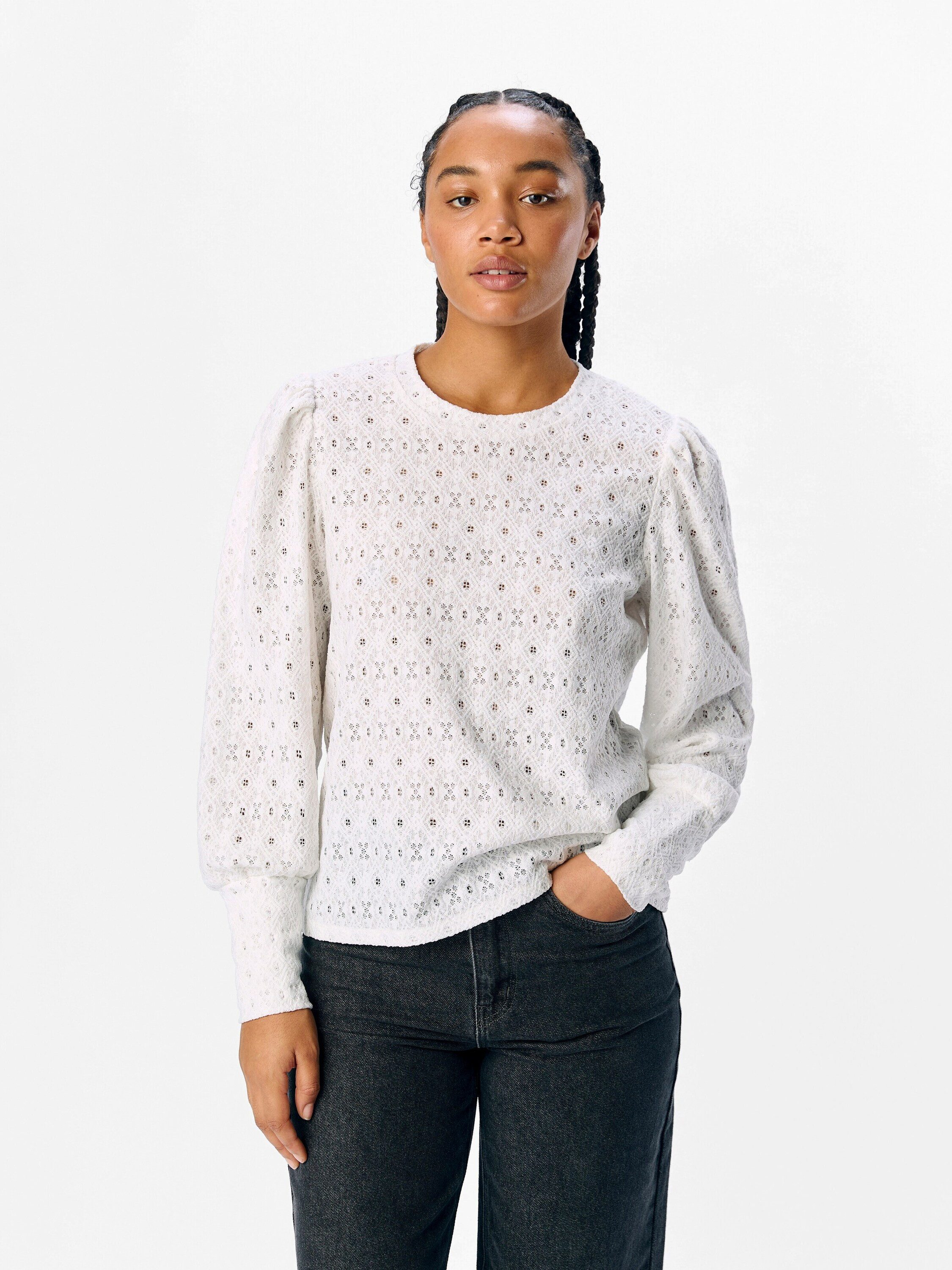 Object Langarmshirt Laila (1-tlg) Lochmuster günstig online kaufen