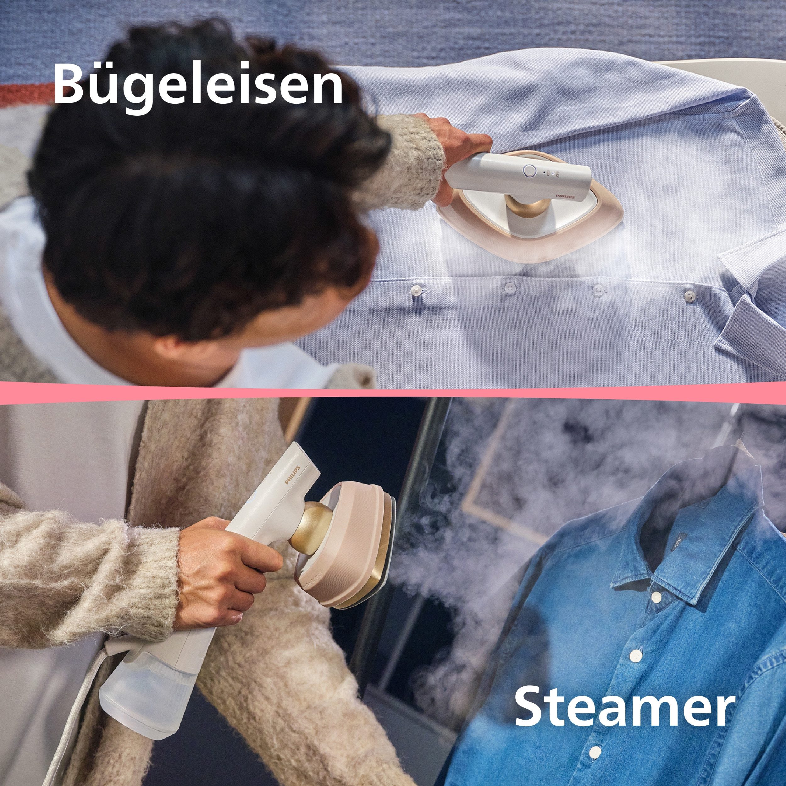 Philips Dampfbügeleisen OneTurn 2-in-1 Bügeleisen & Steamer, StyleMat & Dock inkl., 1800 W, SteamGlide Plus, 200ml Wasserbehälter und 90 g Dampfstoß – Bild 5 von 5