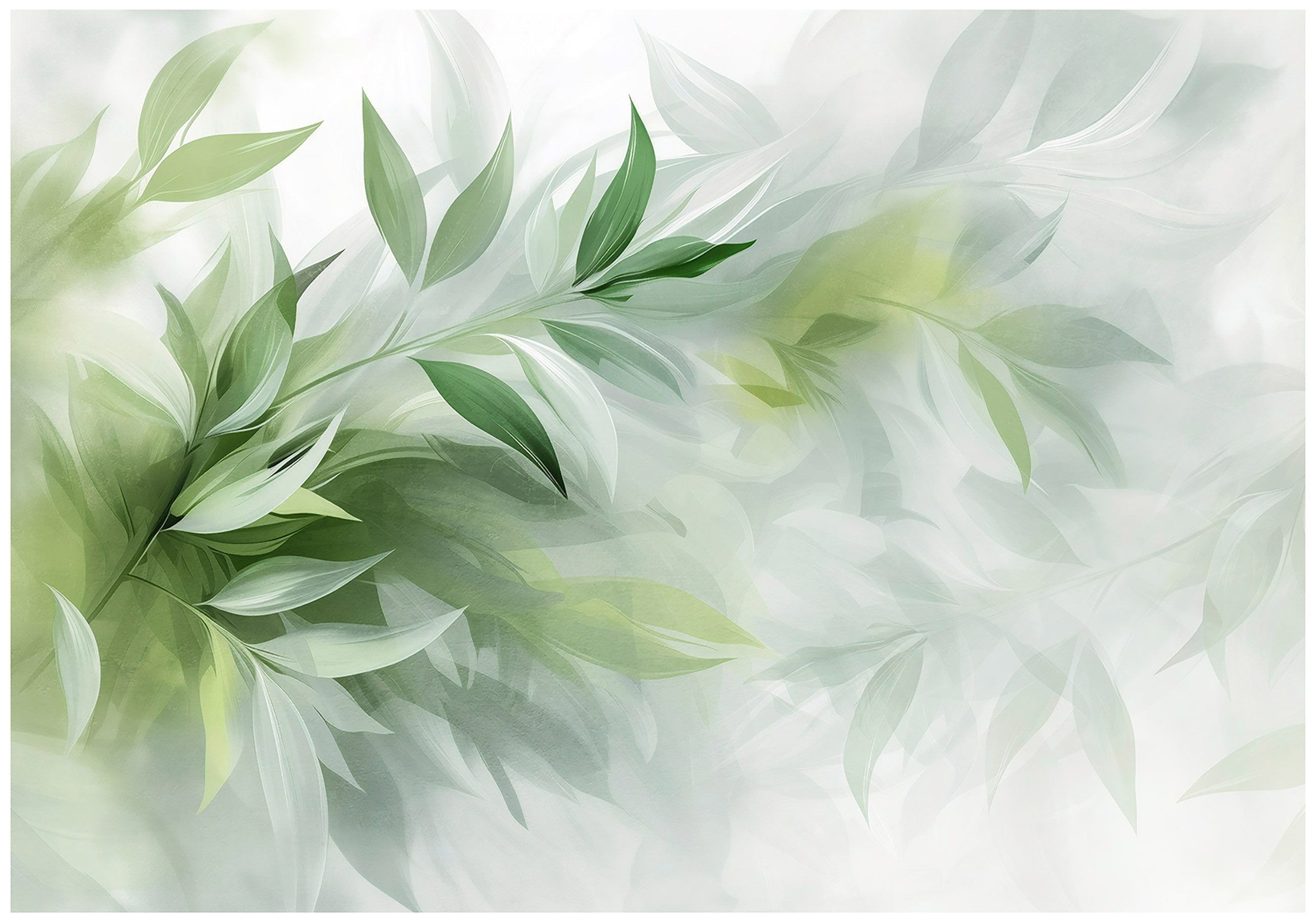 Wallarena Fototapete Blätter Grün Natur Tapete Wohnzimmer Schlafzimmer Wandtapete, Glatt Vlies oder Struktur Vinyl, Blätter, Natur, Grün, Pflanzen, (Vlies Fototapete, Vlies Fototapete), Vliestapete schwarz Wohnzimmer Schlafzimmer Küche Tapete + Kleister