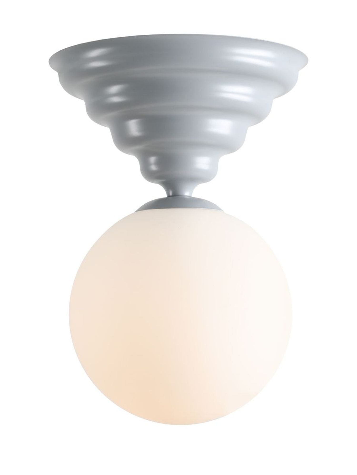 Licht-Erlebnisse Deckenleuchte NAREN, Metall Glas E27 rund D: 29 cm Blaugrau Weiß Kugelschirm Modern