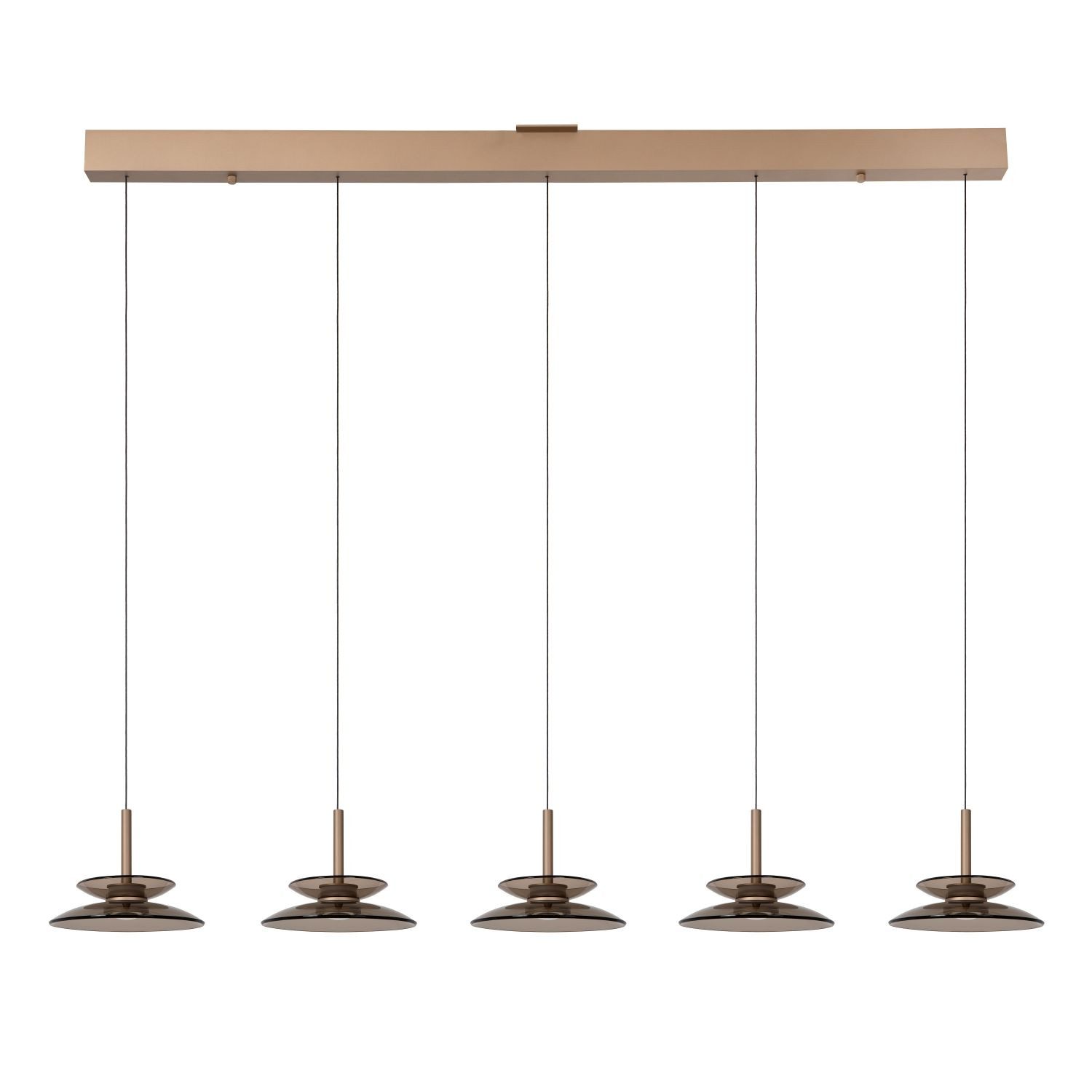 Licht-Erlebnisse Pendelleuchte ARISO, LED fest integriert, Warmweiß, LED Metall Rauchglas H: max. 200 cm Champagner Bernstein länglich