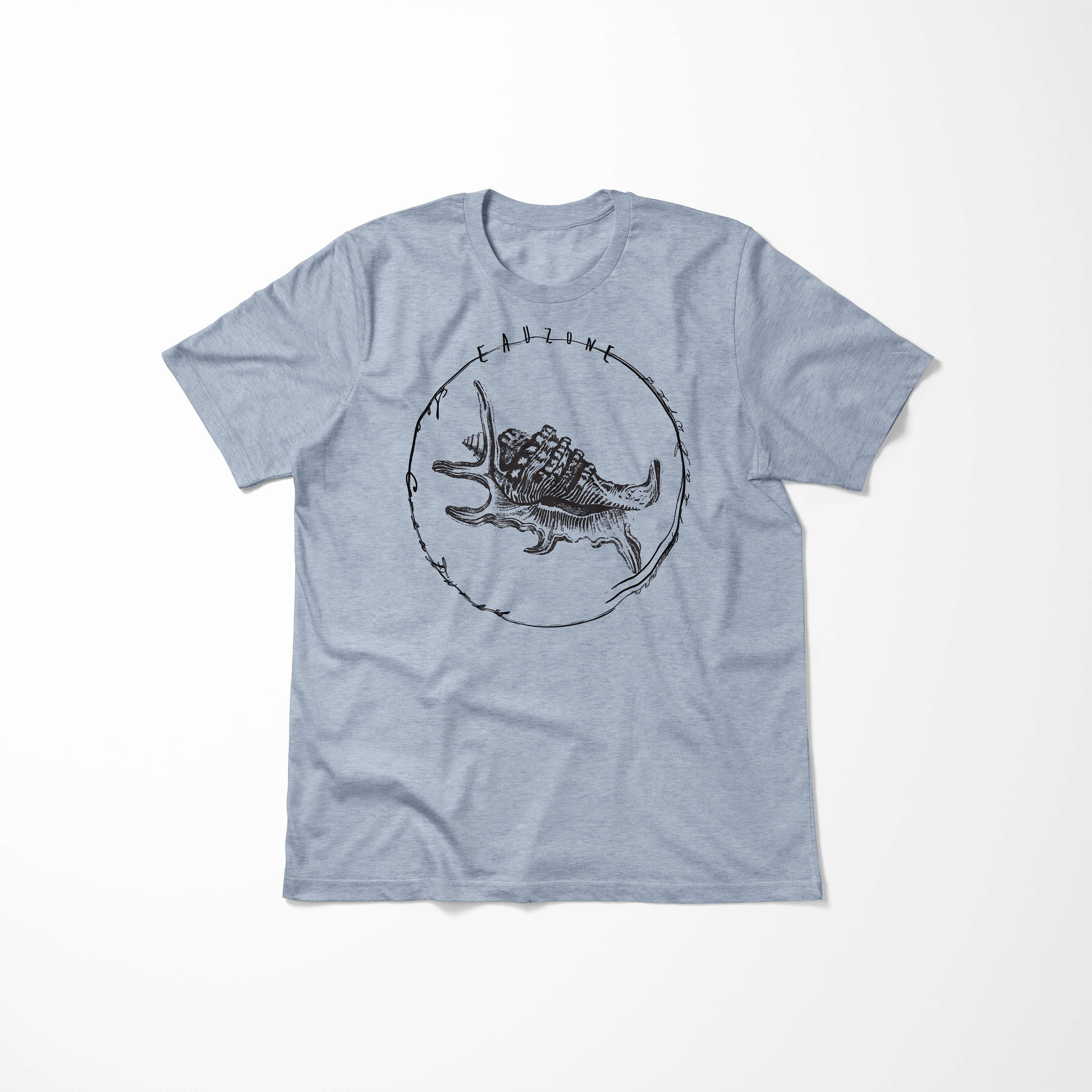 Sinus Art T-Shirt T-Shirt Tiefsee Stonewash Denim Serie: Struktur Sea feine / 068 - Fische Creatures, Sea sportlicher Schnitt und