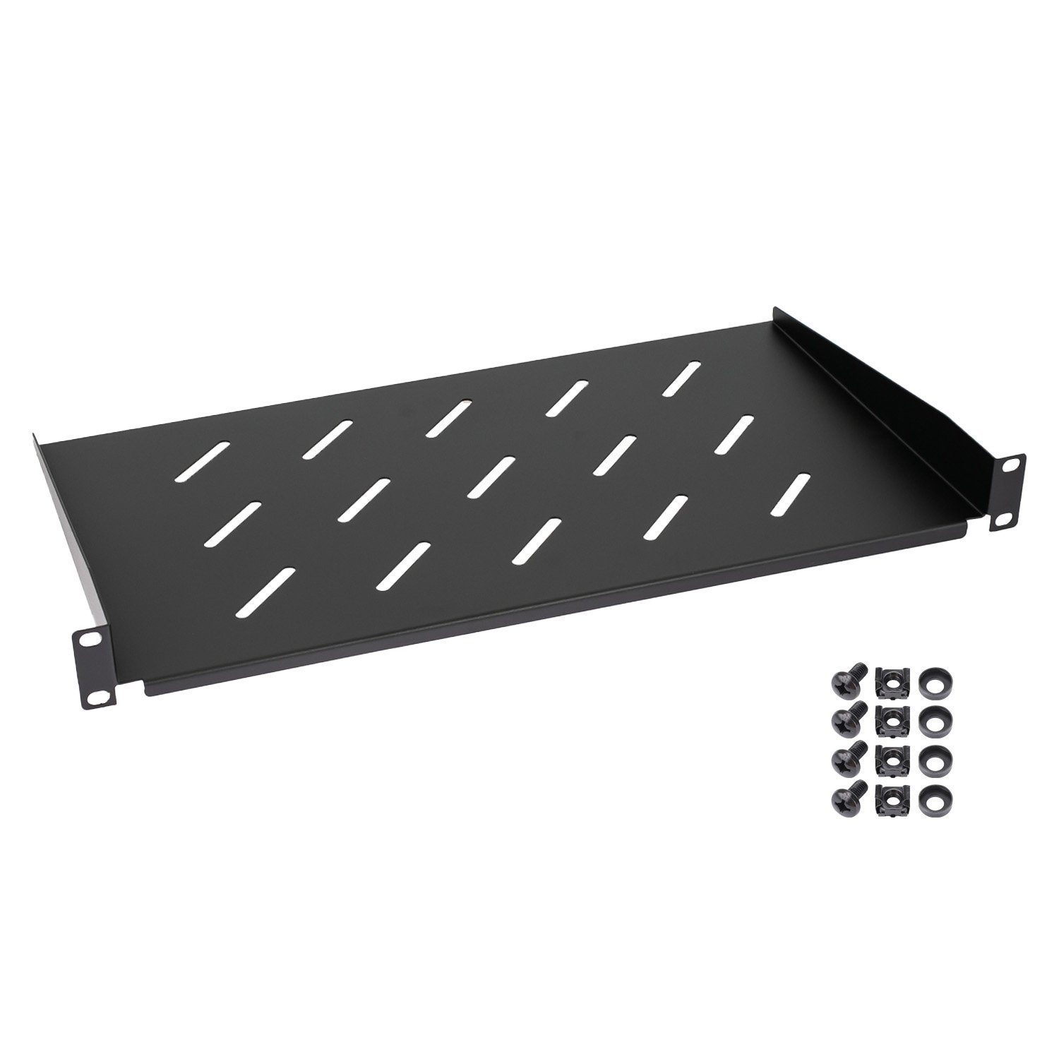HMF Serverschrank Fachboden für Serverschrank, 19 Zoll,1 HE, 250 mm Einbautiefe, Schwarz