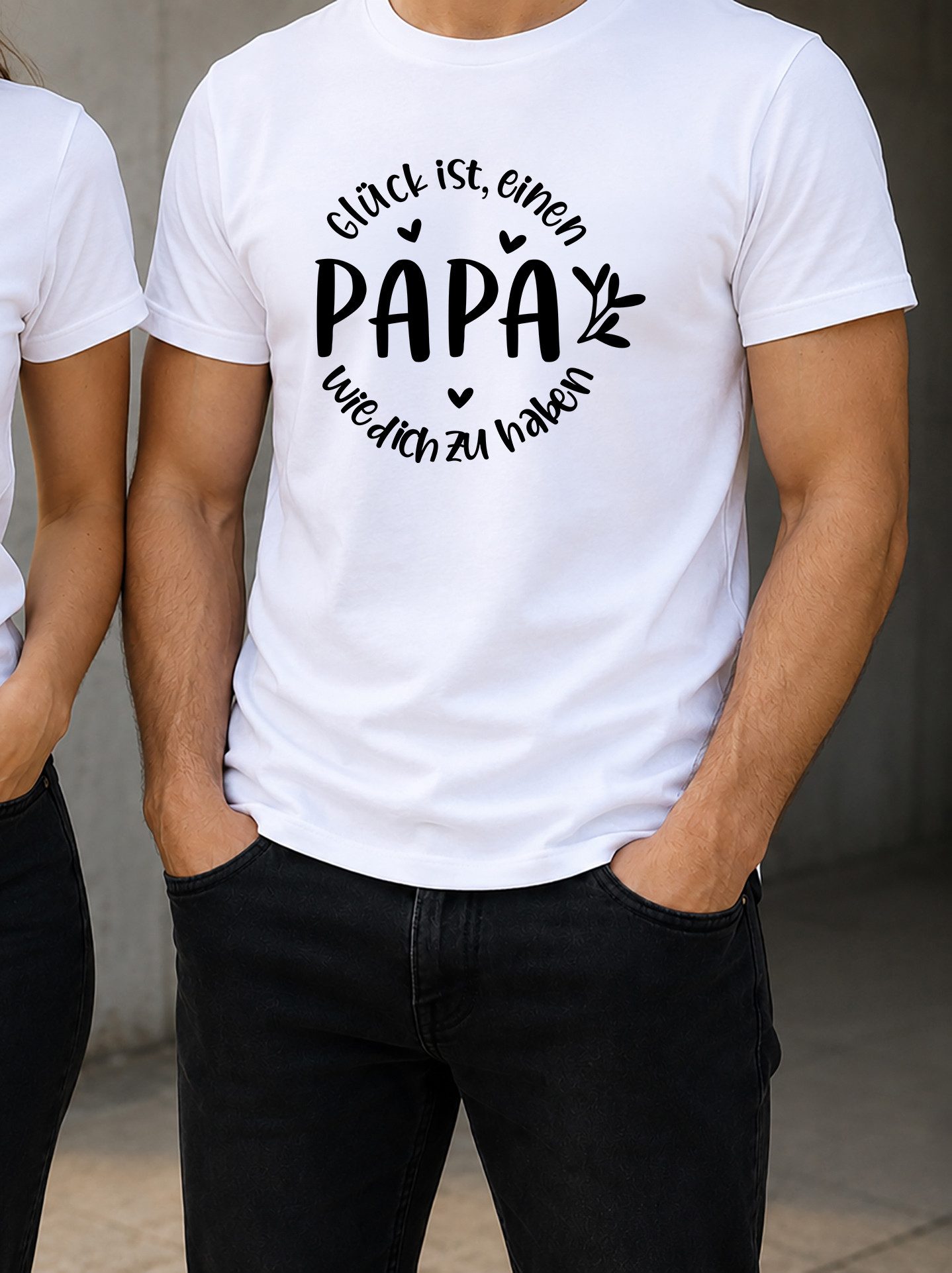 MyDesign24 T-Shirt Papa Vatertag T-Shirt weiss kurzarm Regular Fit i848