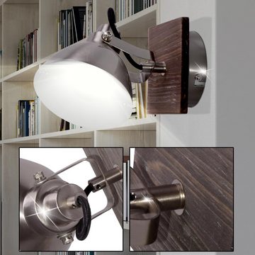 etc-shop LED Wandleuchte, Leuchtmittel inklusive, Warmweiß, Wand Lampe Strahler Spot Beleuchtung Holz Lese Leuchte