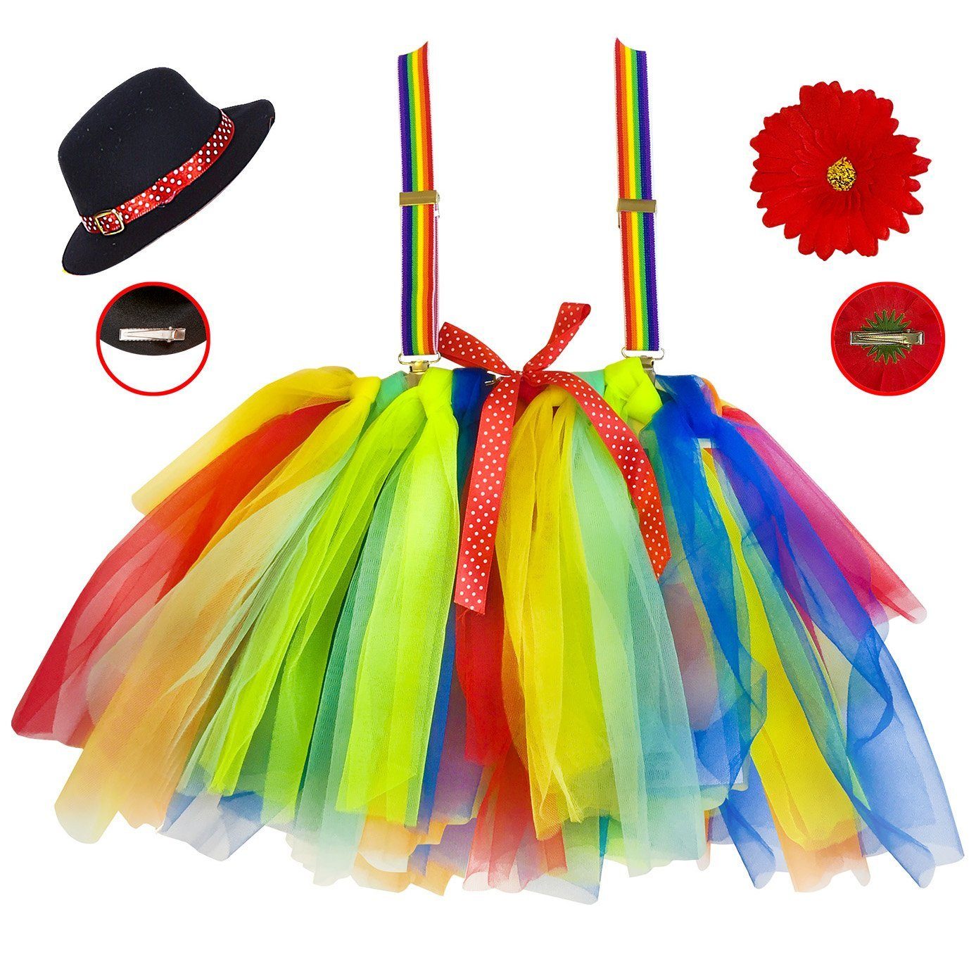 Widdmann Clown-Kostüm Kleiner Zirkusclown, Süßes Kostümset für knallbunte Clownsmädchen