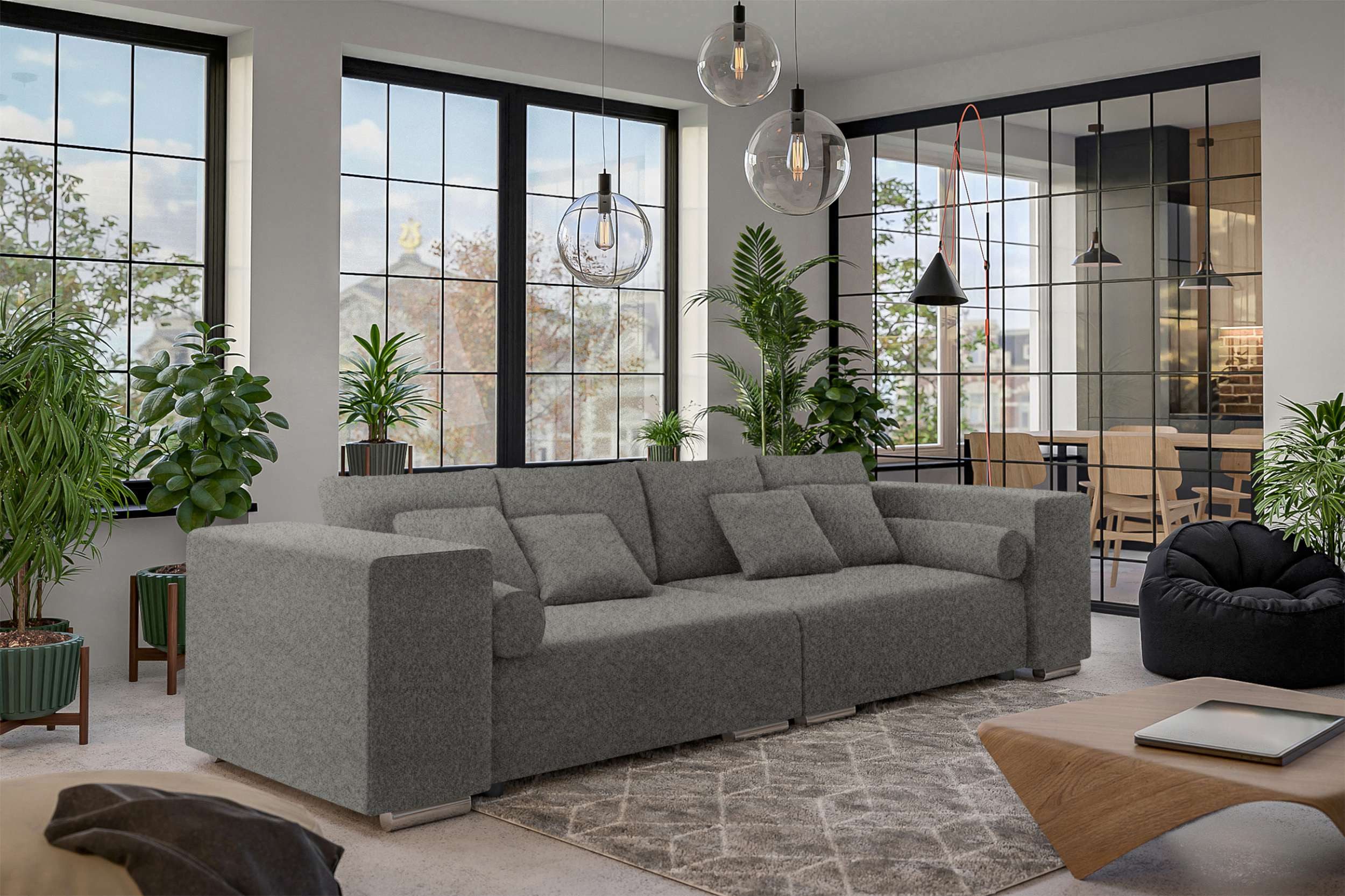 99rooms Big-Sofa Liam, Sofa, Big-Sofa, mit Bettfunktion 147×230 cm, Sitzkomfort, 4 Rückenkissen, 6 Zierkissen