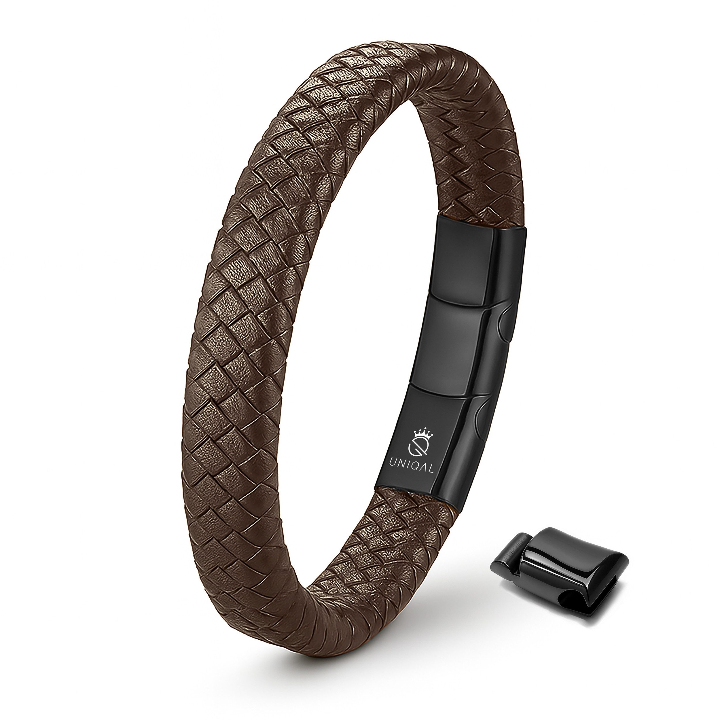 UNIQAL.de Lederarmband "MULTY COLOR" Geflochtenes Echtlederaccessoire mit Magnetverschluss (Edelstahl, Verlängerungsglied, Unisex, klassisches Design), Premium-Qualität – handgefertigt, kombinierbar, sportlich-elegant.