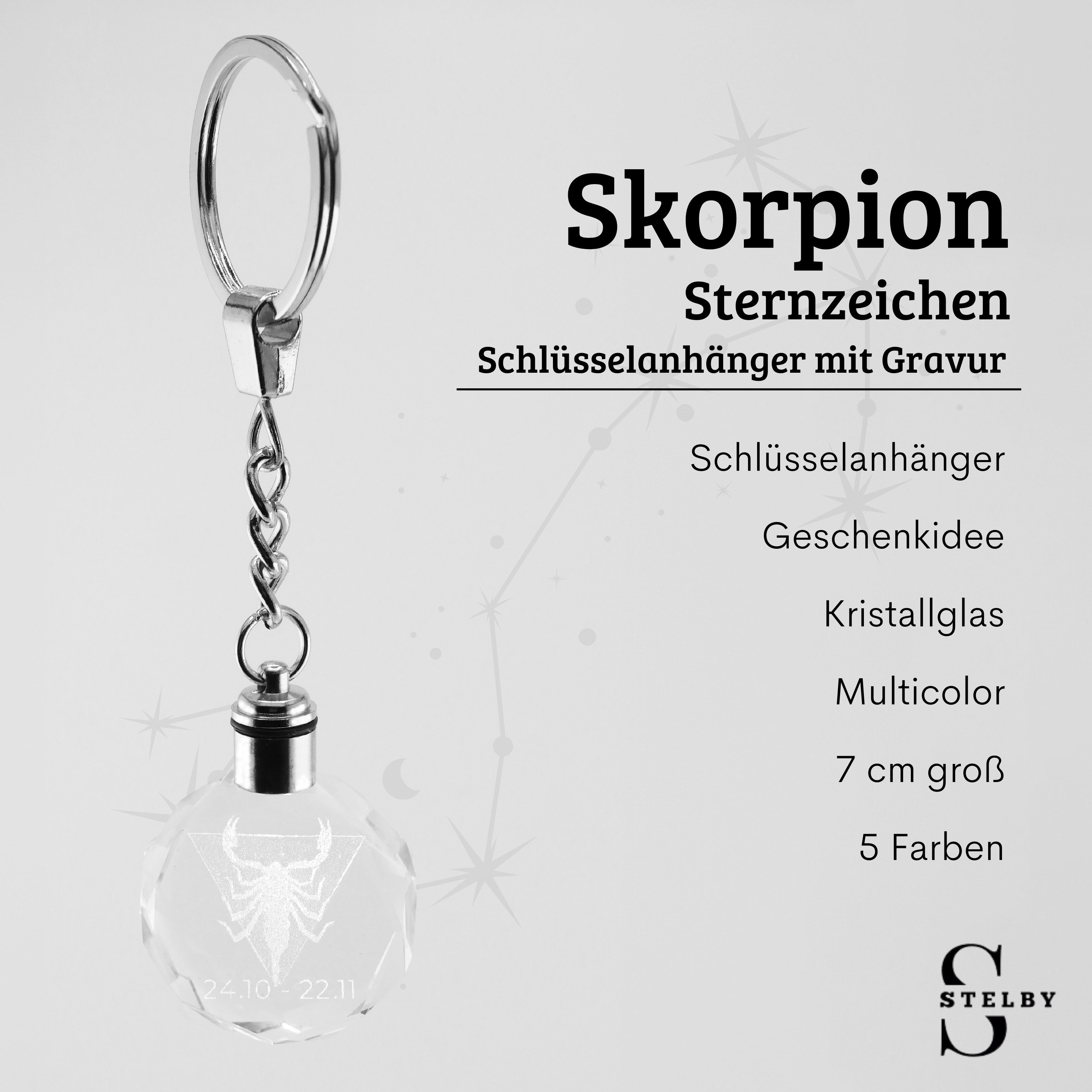 Stelby Schlüsselanhänger Skorpion Sternzeichen Schlüsselanhänger LED Multic günstig online kaufen