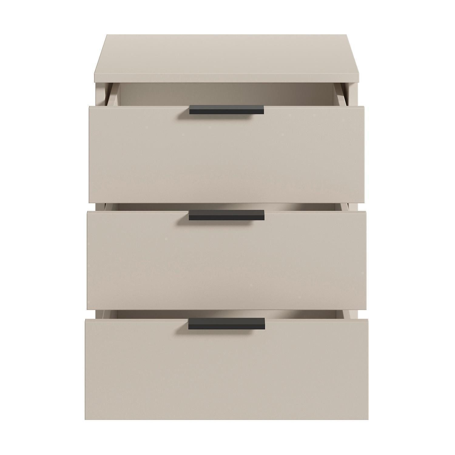 Bega Consult Nachtkommode LINZ, Greige, Schwarz, Kaschmir Dekor, 3 Schubladen, B 45,2 x H 50,7 x T 40 cm
