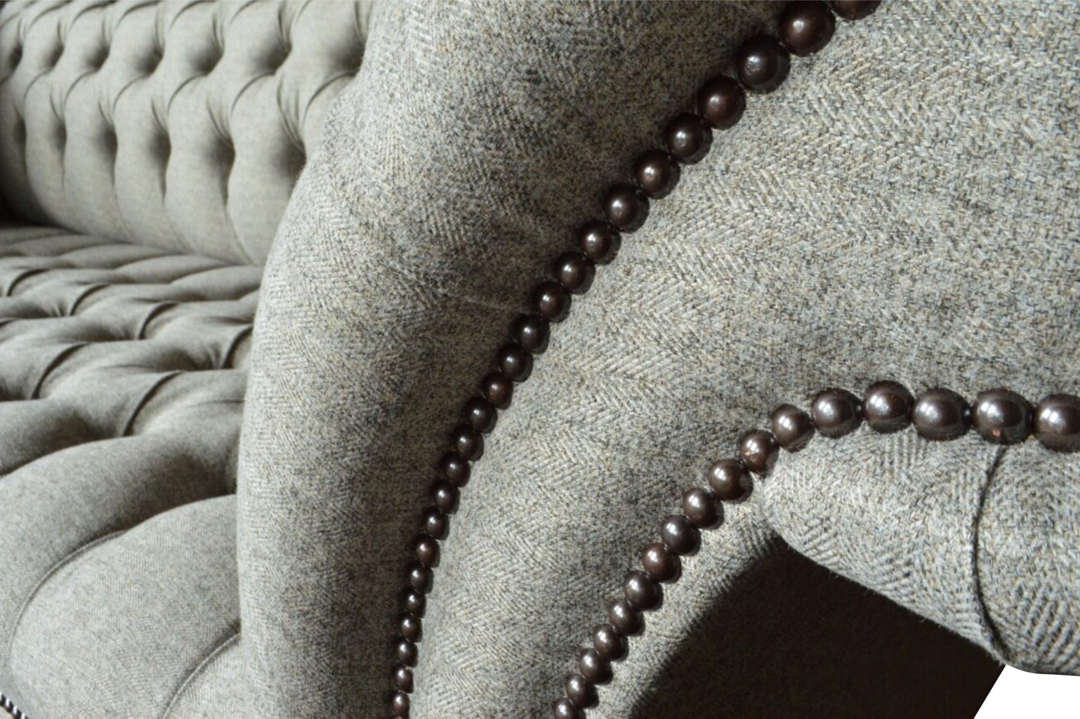 JVmoebel Chesterfield-Sessel, Sessel Wohnzimmer Textil Chesterfield Grau Klassisch Design