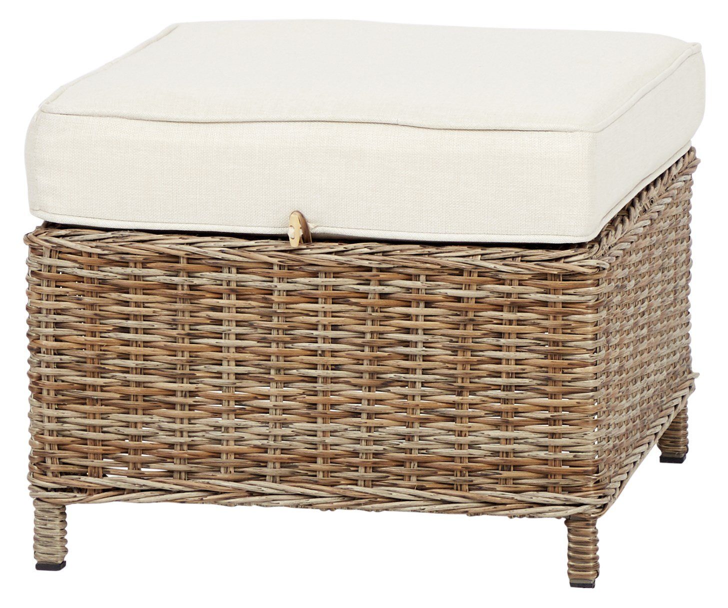 Schou Gartenlounge-Sessel Gram Fusshocker inkl. Sitzkissen, natur und offwhi (1-St)