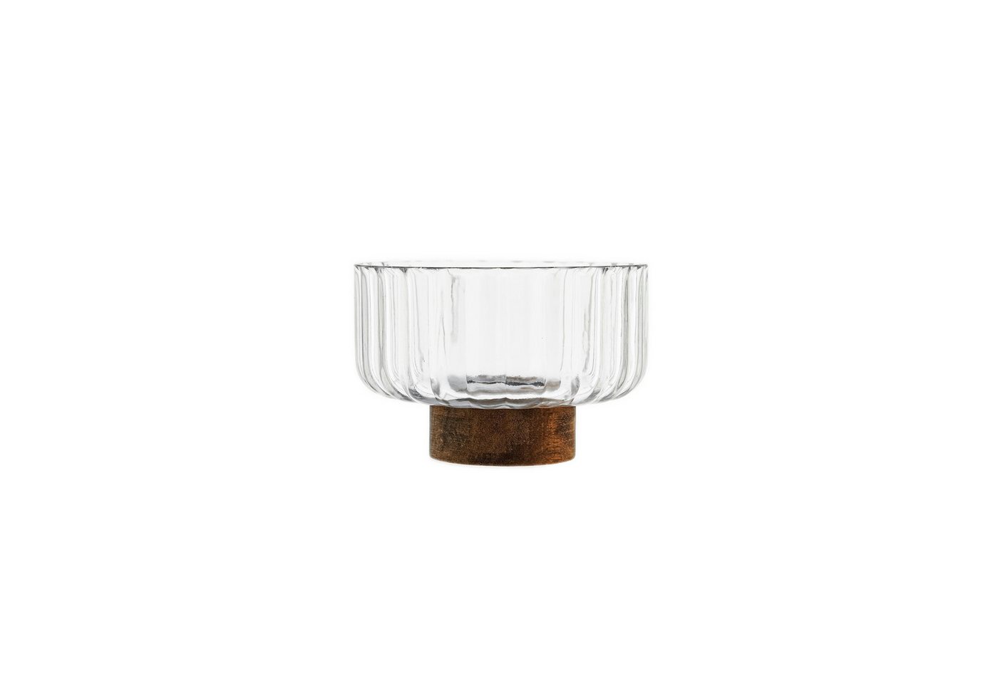 Almina Schale Luana Bowl Piccola Glasschale mit Akazienholz - 14 x 9,5 cm, Glas, Holz, (Packung, 1-tlg), Servier- & Dekoschale