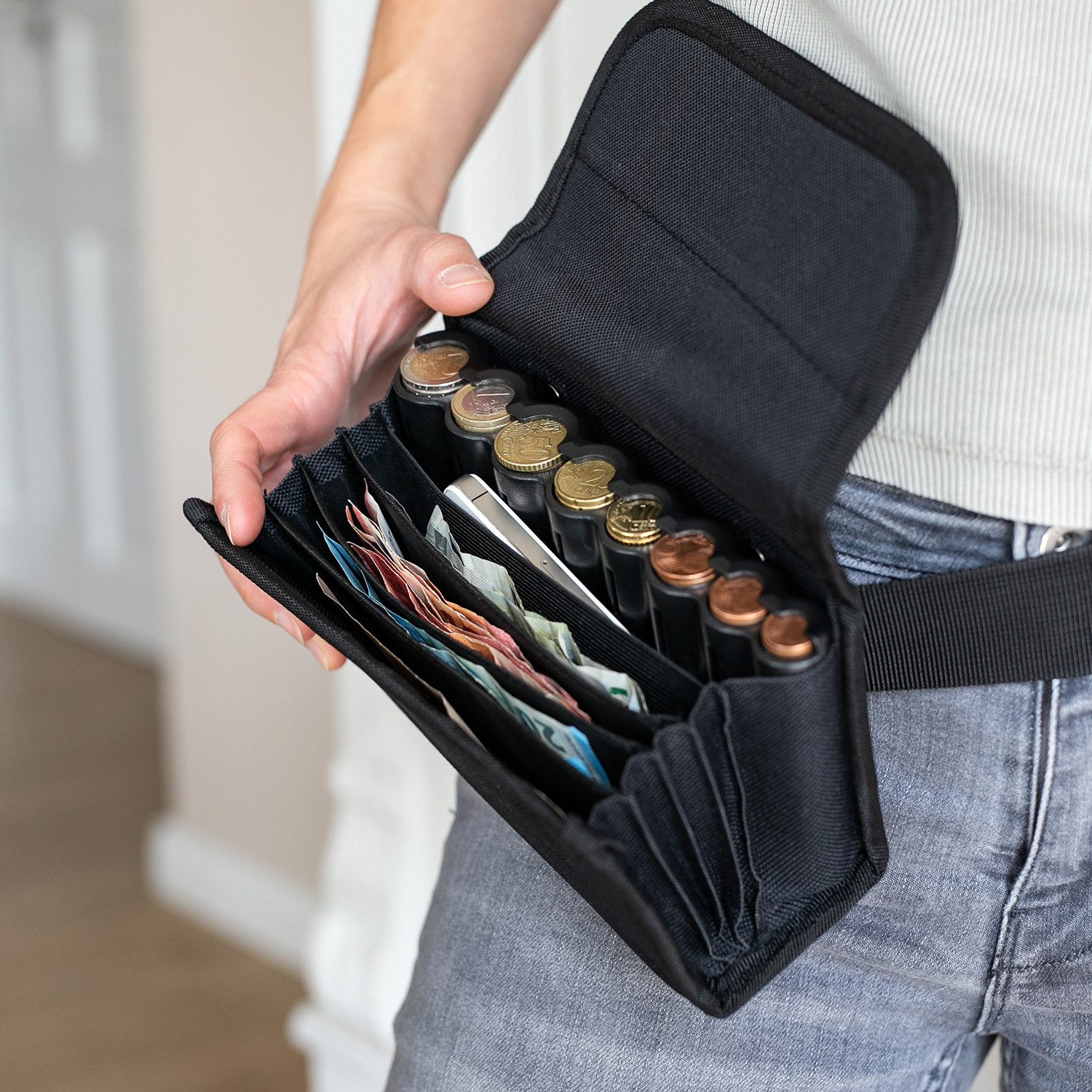 HMF Kellnerbörse Kellnertasche mit herausnehmbaren Euro-Geldwechsler günstig online kaufen