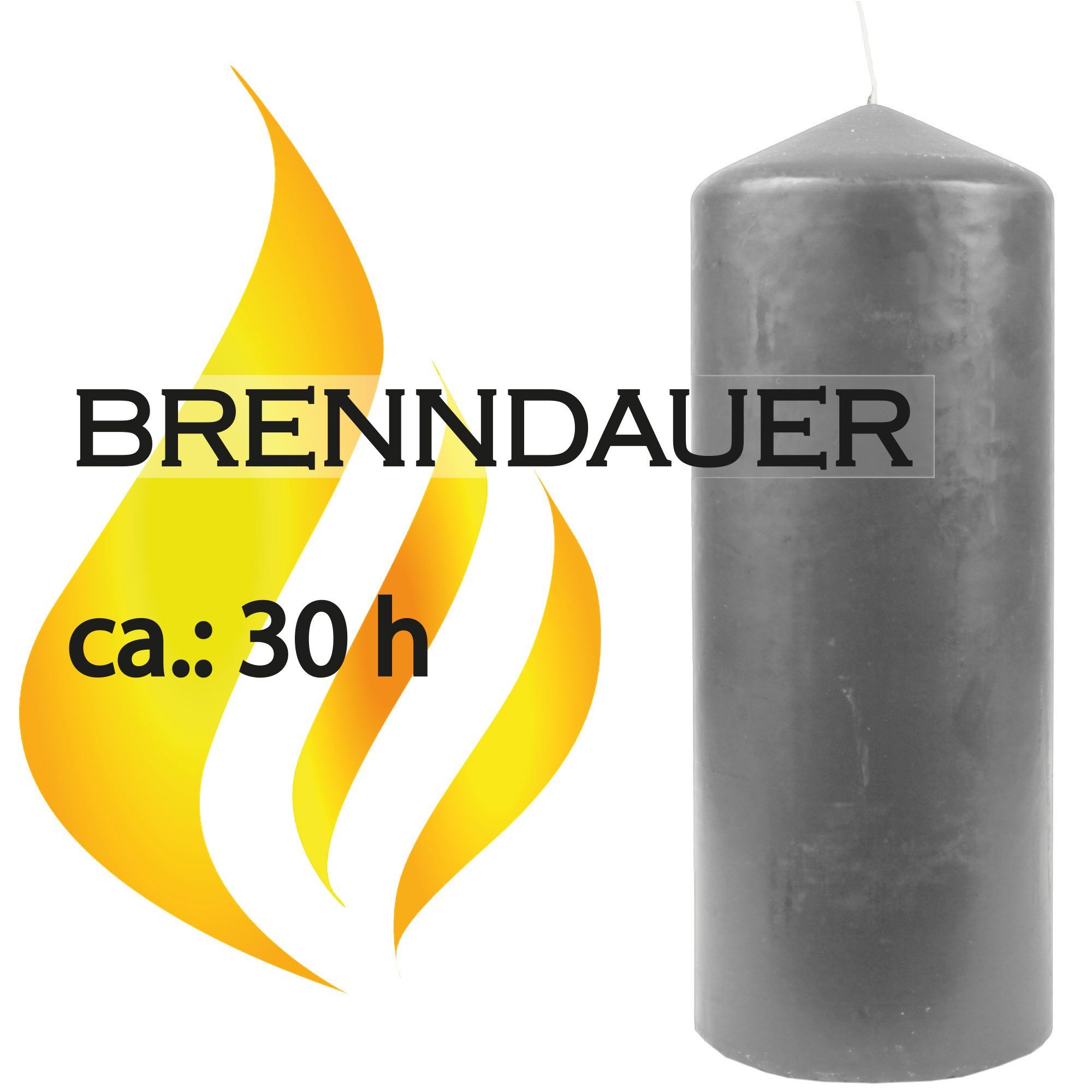 HS Candle Farben Grau Ø6cm Stumpenkerze - x 13,5cm Blockkerze Kerze (3-tlg), in vielen Wachskerzen