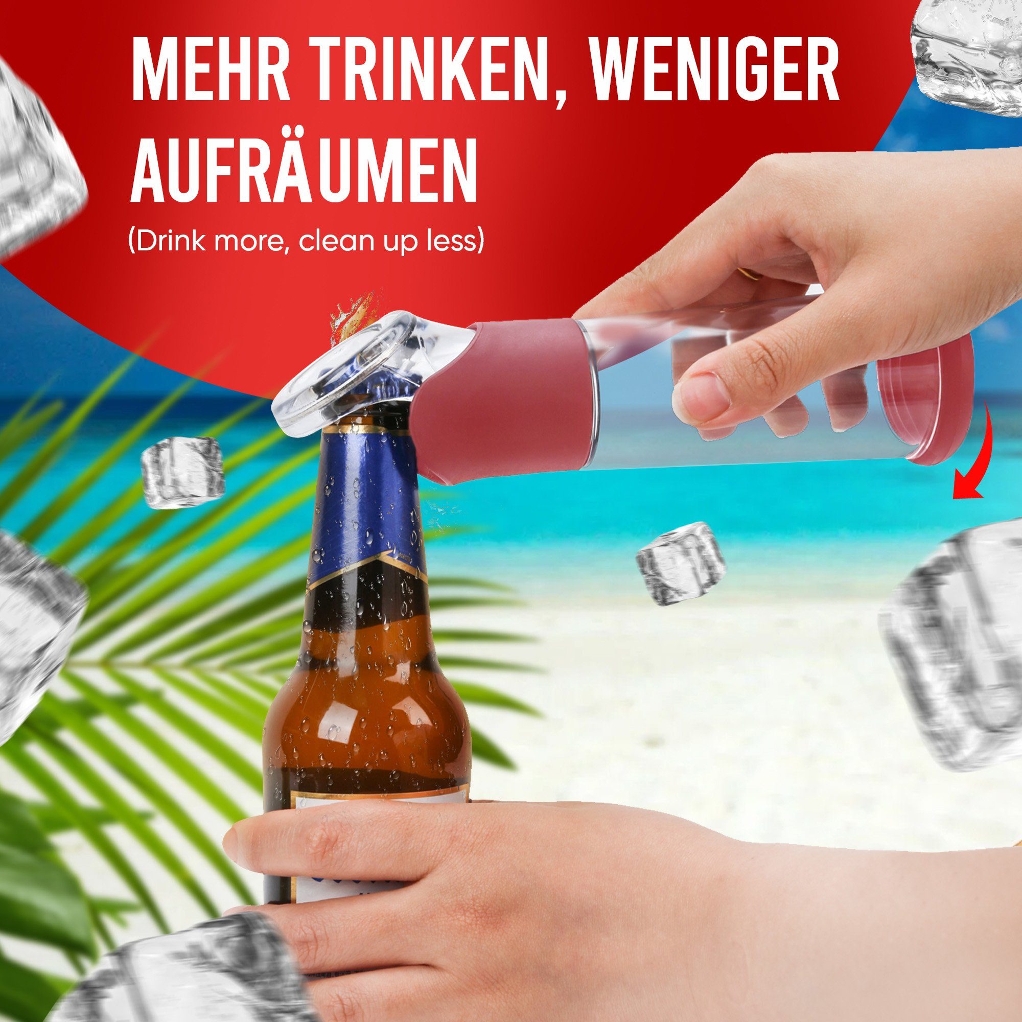 wortek Flaschenöffner Getränkeöffner mit Auffangbehälter Bieröffner (Set, 2-tlg), Geschenk für Männer und Bierliebhaber Biergeschenk – Bild 5 von 5