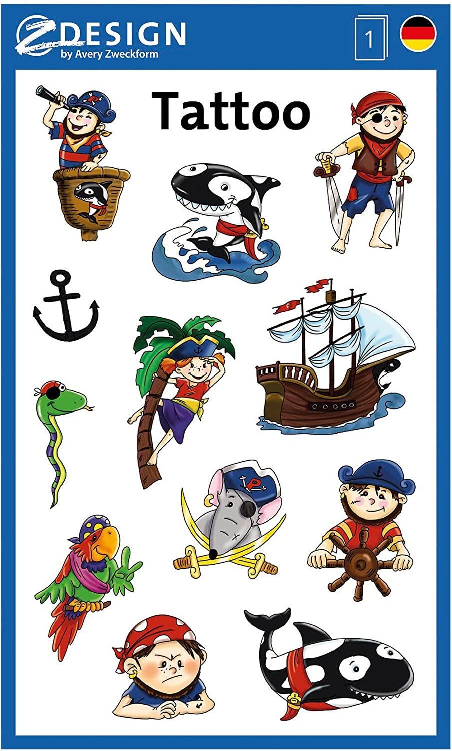 Avery Zweckform Kindertattoo Avery Zweckform - Tattoo Aufkleber - Piraten 56683