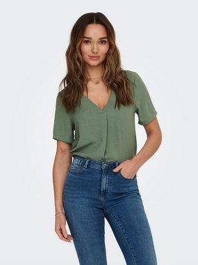 JACQUELINE de YONG Blusenshirt Kurzarm Bluse V-Ausschnitt T-Shirt Business Oberteil JDYDIVYA 5164 in Dunkelgrün