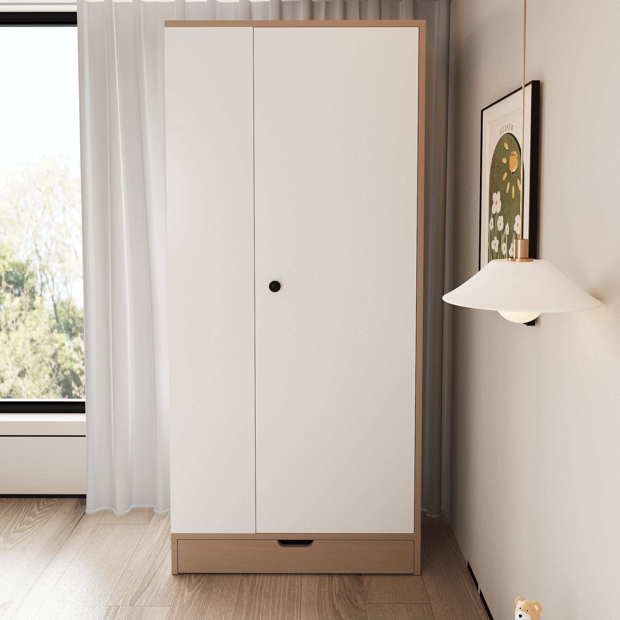 Flieks Kleiderschrank Eintür-Design Kleiderschrank 70x40x170cm mit Einlegeboden & Schublade