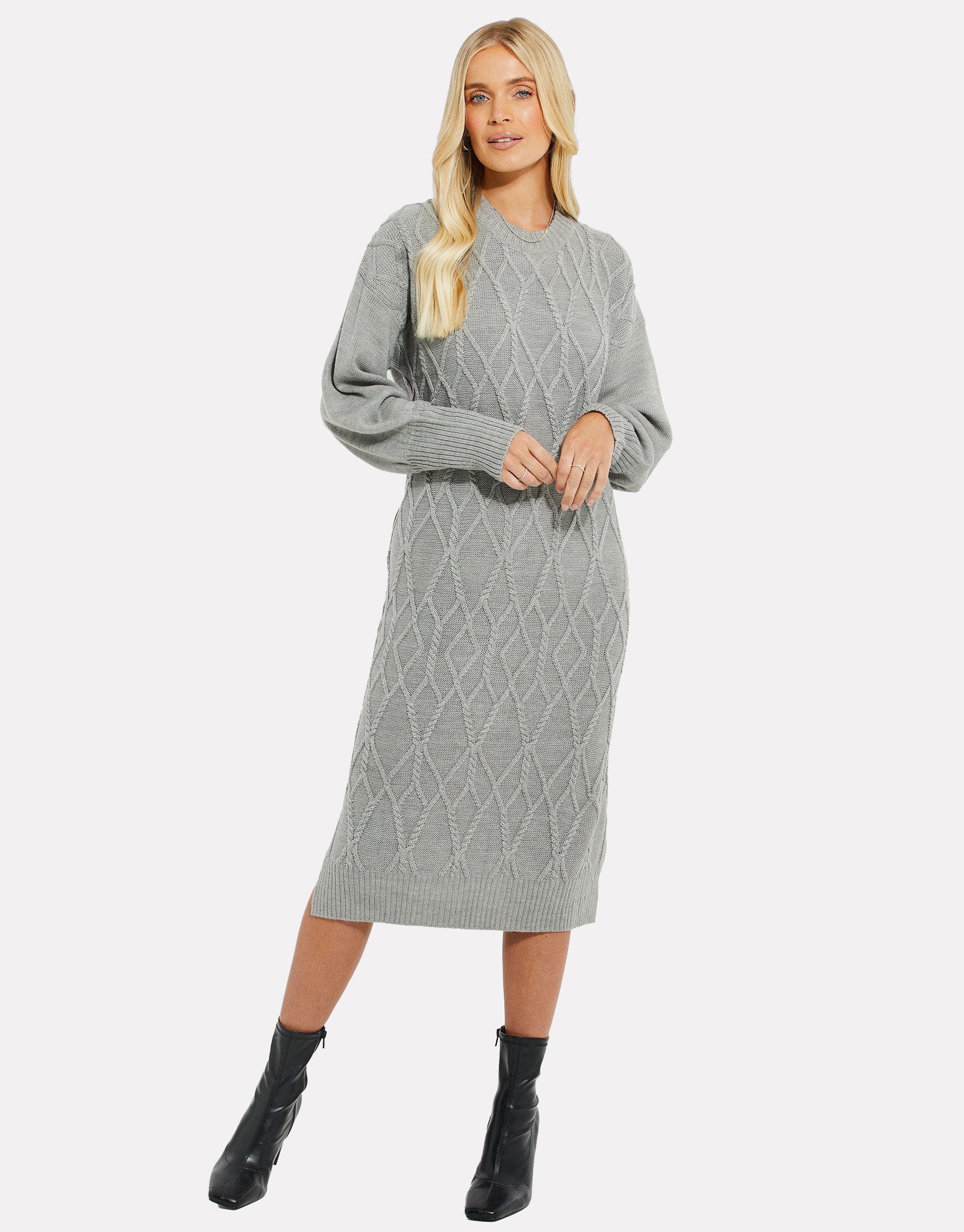 Threadbare Jerseykleid THB Harley Cable Knit Midi (1-tlg) im schlichten Design