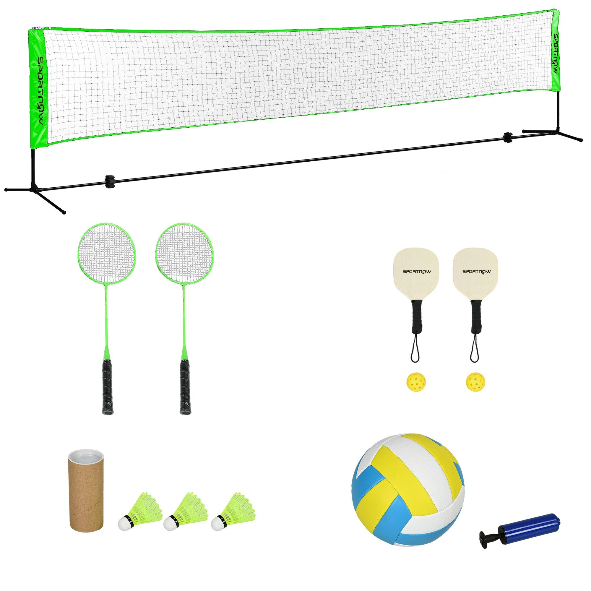 Badmintonnetz 2 in 1 Badminton Set, Badmintonnetz mit Ständer