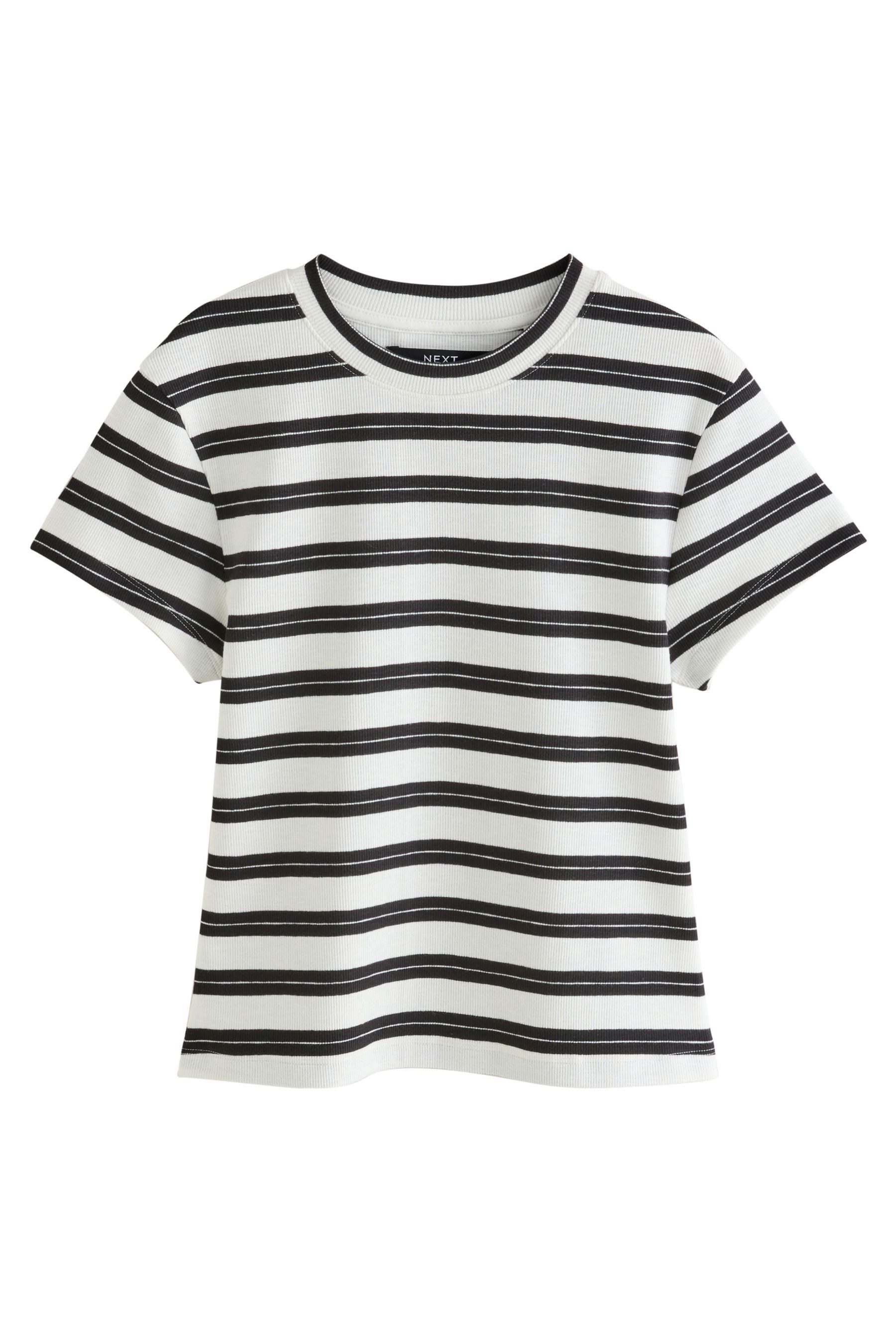 Next T-Shirt Geripptes Kurzarm-T-Shirt mit Rundhalsausschnitt (1-tlg)