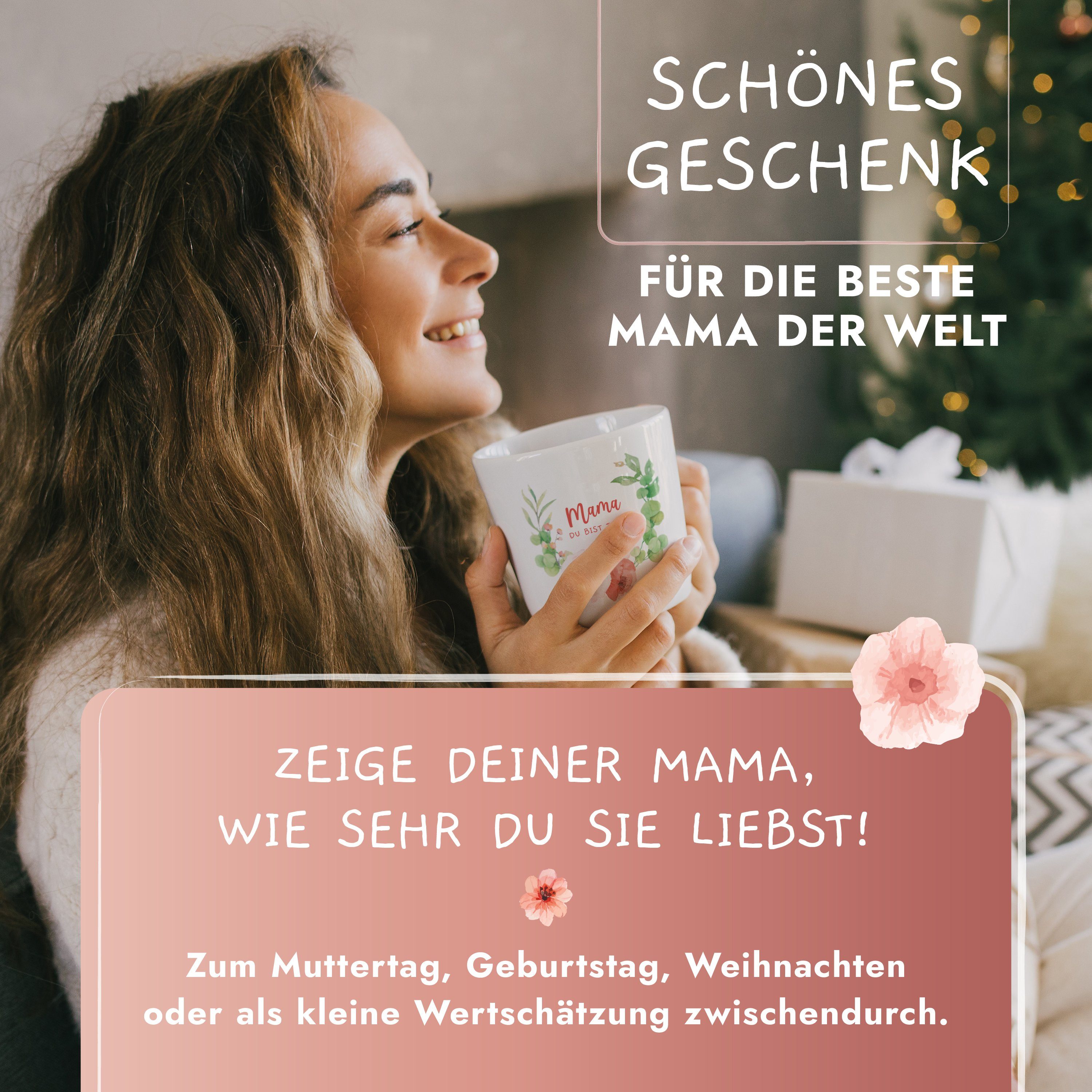 Amari Tasse für die Beste Mama Geschenk hochwertige Goldveredelung, Muttertag, Kaffeetasse, Teetasse, Bürotasse, 330 ml